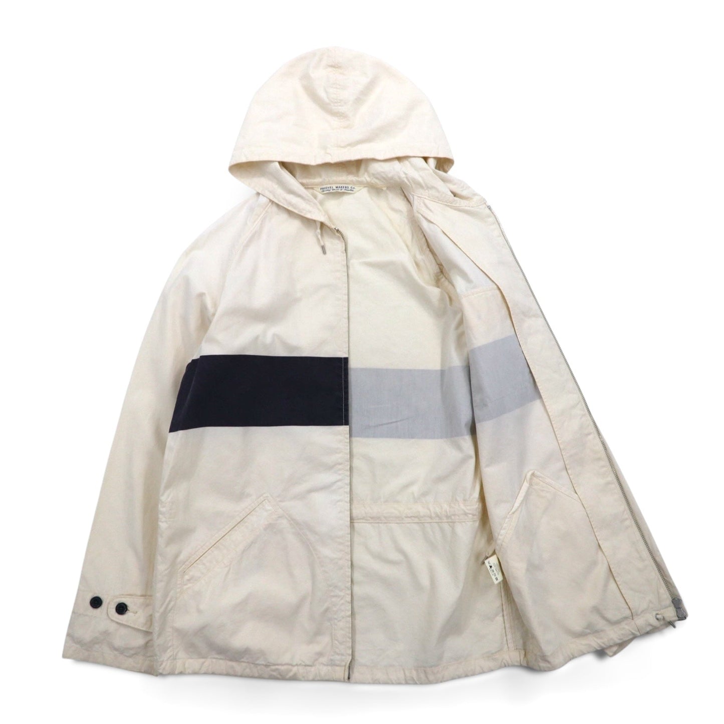 PHIGVEL デッキパーカー S ホワイト ドローコード WALDES ダブルジップ ヴィンテージ加工 PMX-OT01 日本製