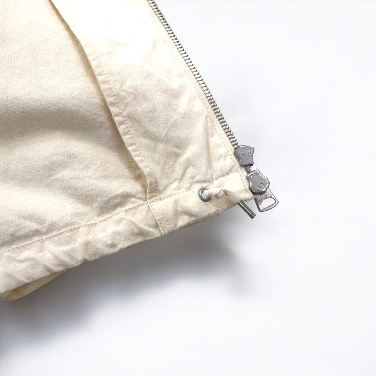 PHIGVEL デッキパーカー S ホワイト ドローコード WALDES ダブルジップ ヴィンテージ加工 PMX-OT01 日本製