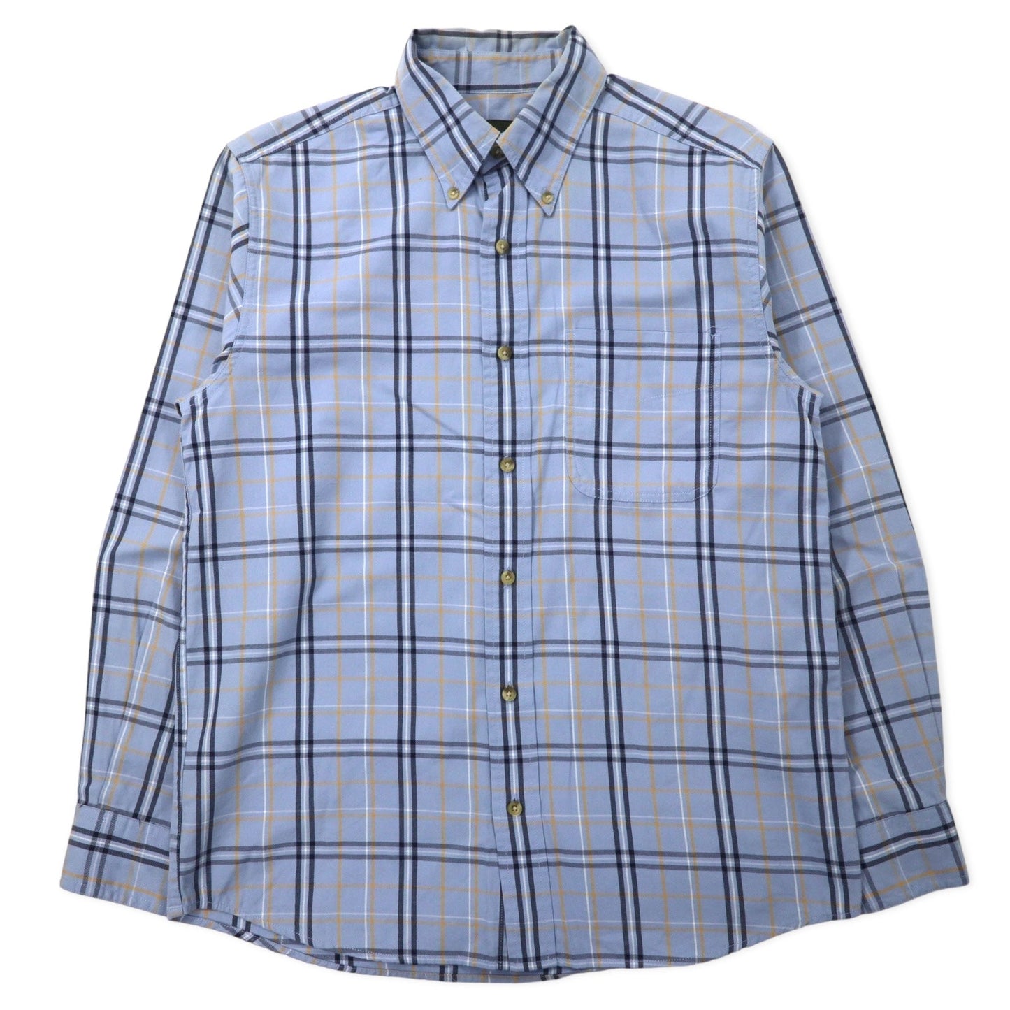 Eddie Bauer ボタンダウンシャツ L ブルー チェック コットン