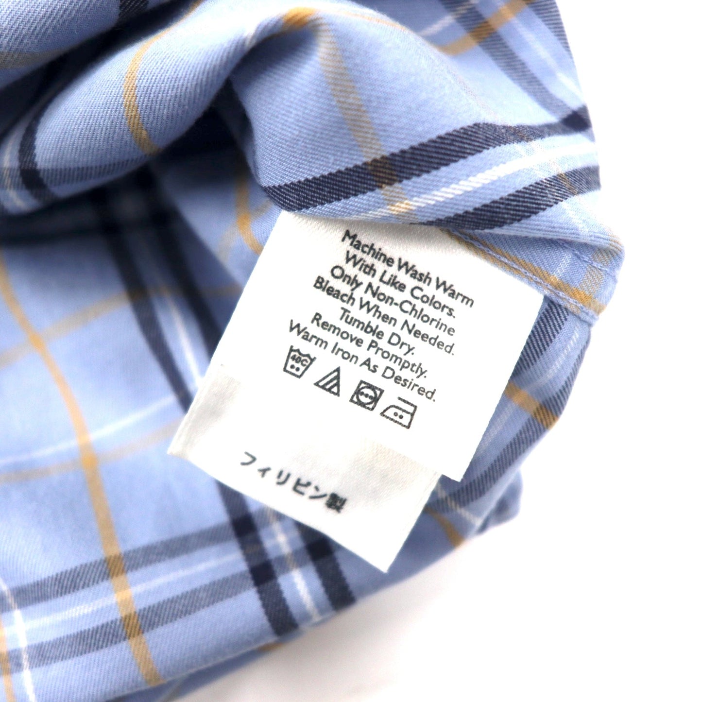 Eddie Bauer ボタンダウンシャツ L ブルー チェック コットン