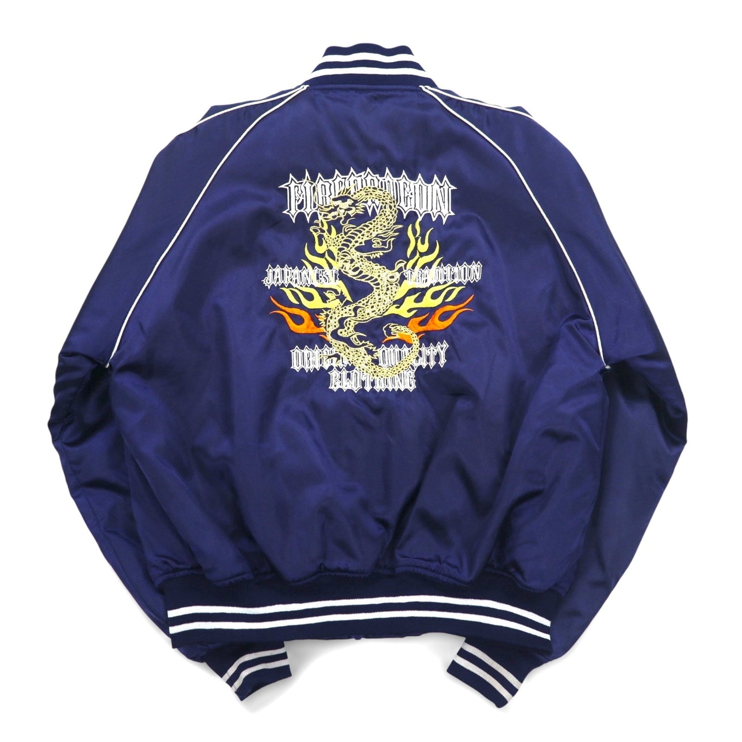 Japan Vintage 90s Souvenir Jacket BUGLE CLUB スカジャン M ネイビー 龍 刺繍