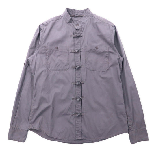 MATELEAU チャイナシャツ L グレー コットン VESTES SHIRT フランス ユーロワーク チュニジア製