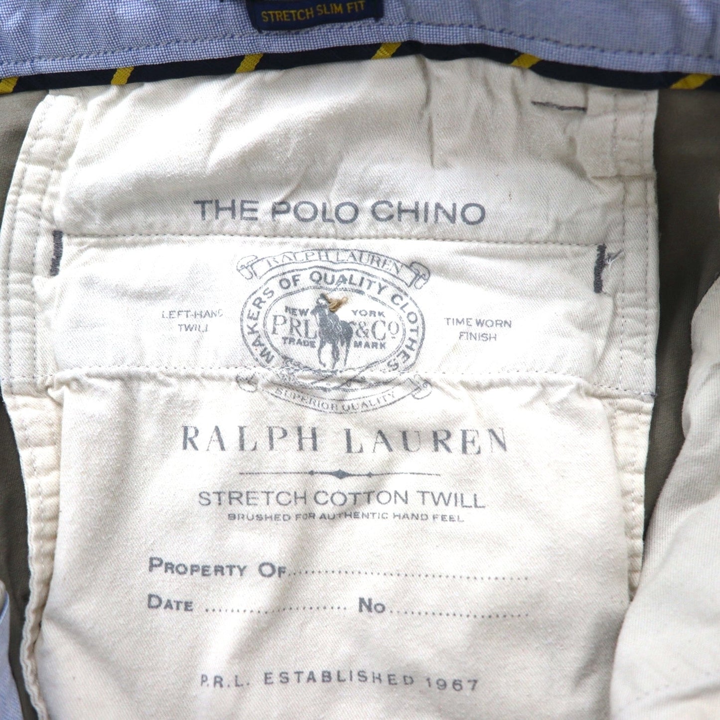 POLO RALPH LAUREN ポロチノ ストレッチ スリムフィット チノパンツ L ベージュ コットン