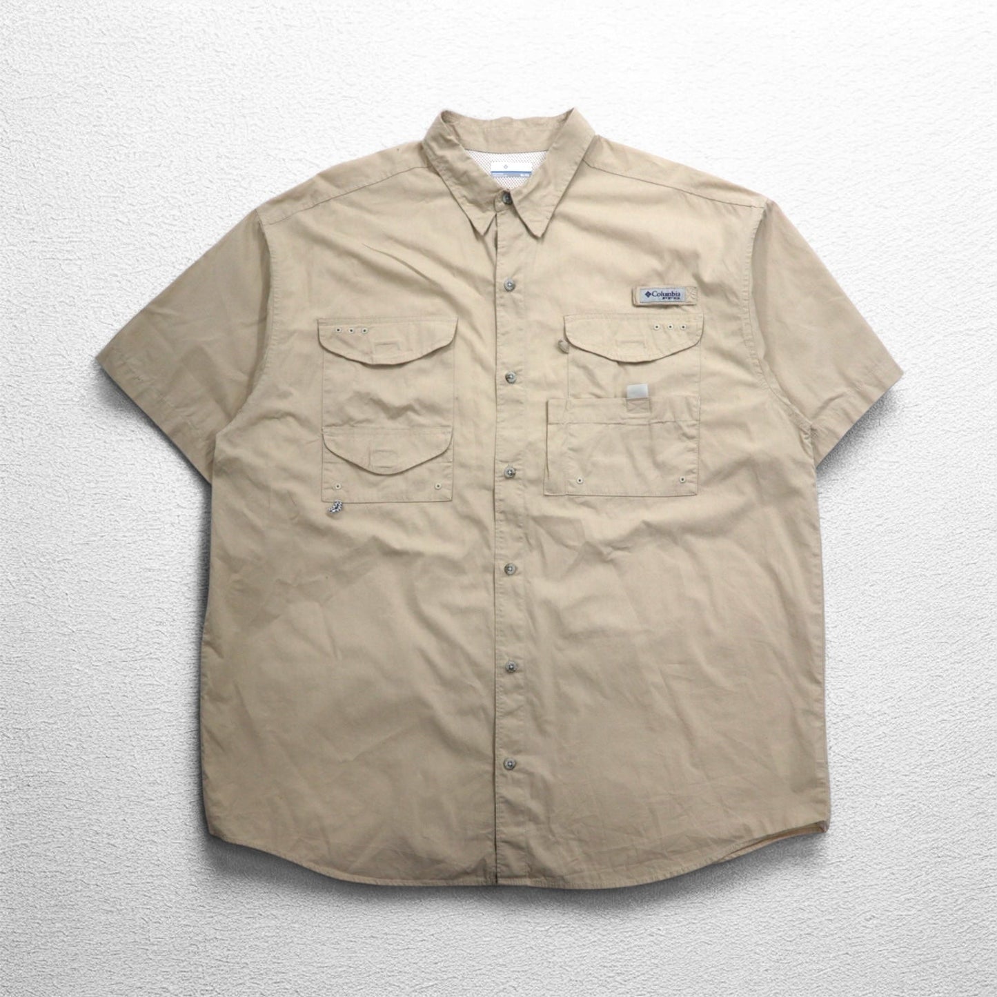 Columbia PFG バハマ 半袖 フィッシング シャツ XL ベージュ コットン FM7130