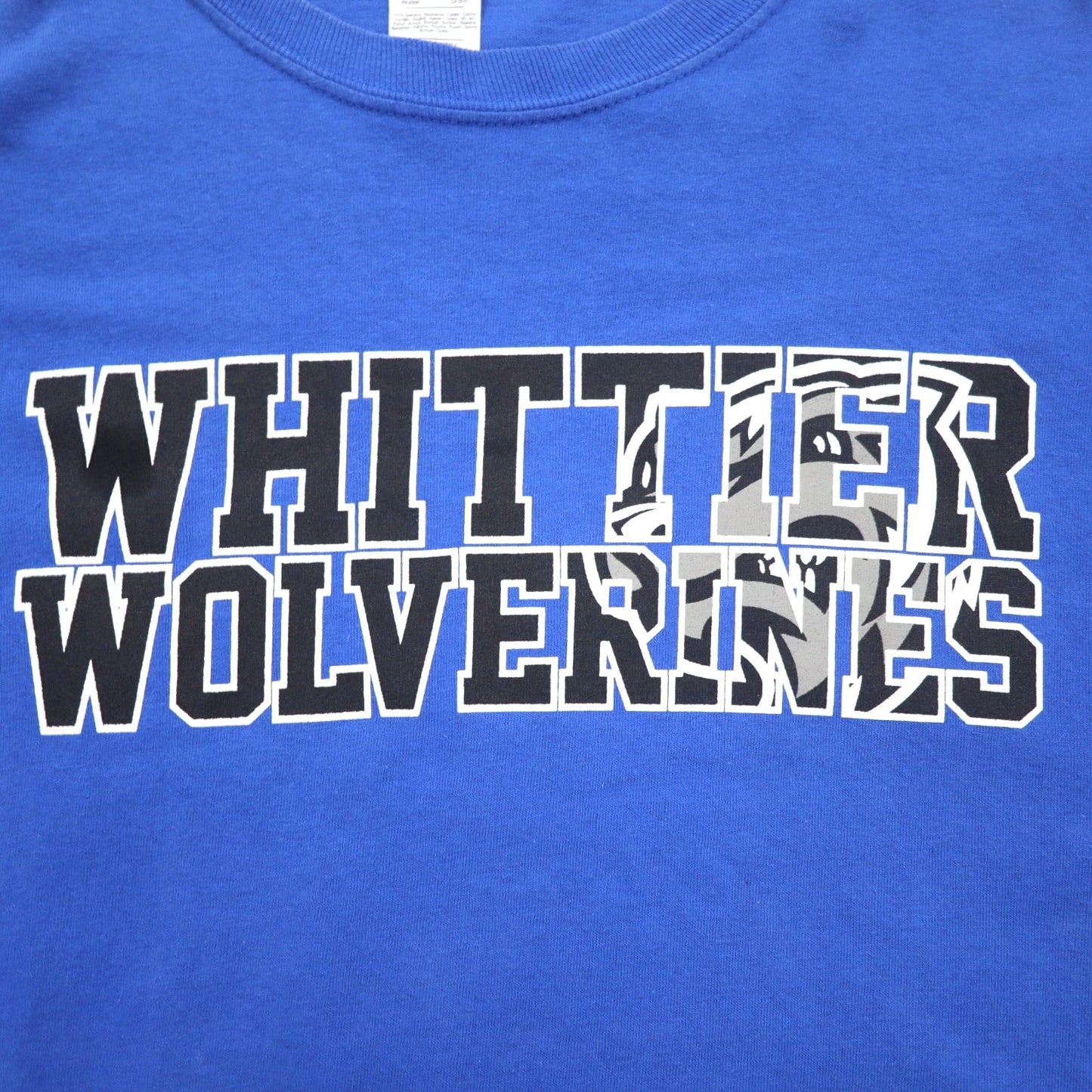 GILDAN カレッジプリント ロングスリーブTシャツ ロンT M ブルー WHITTIER WOLVERINES ホンジュラス製