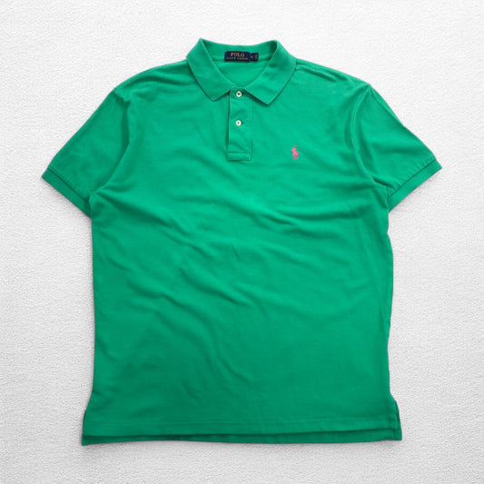 POLO RALPH LAUREN ポロシャツ L グリーン コットン 鹿の子 スモールポニー刺繍