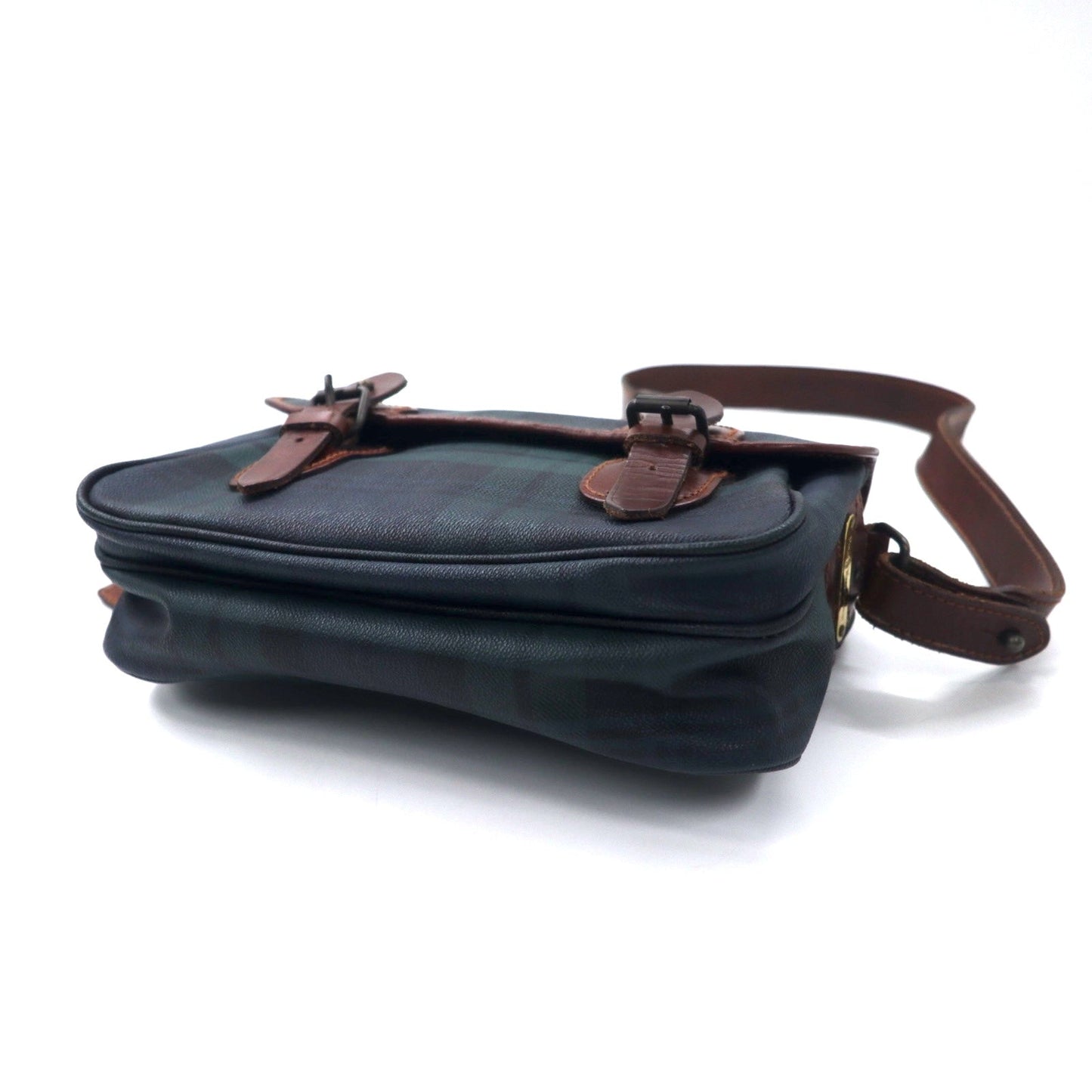 POLO RALPH LAUREN ブラックウォッチ ショルダーバッグ グリーン チェック PVC レザー