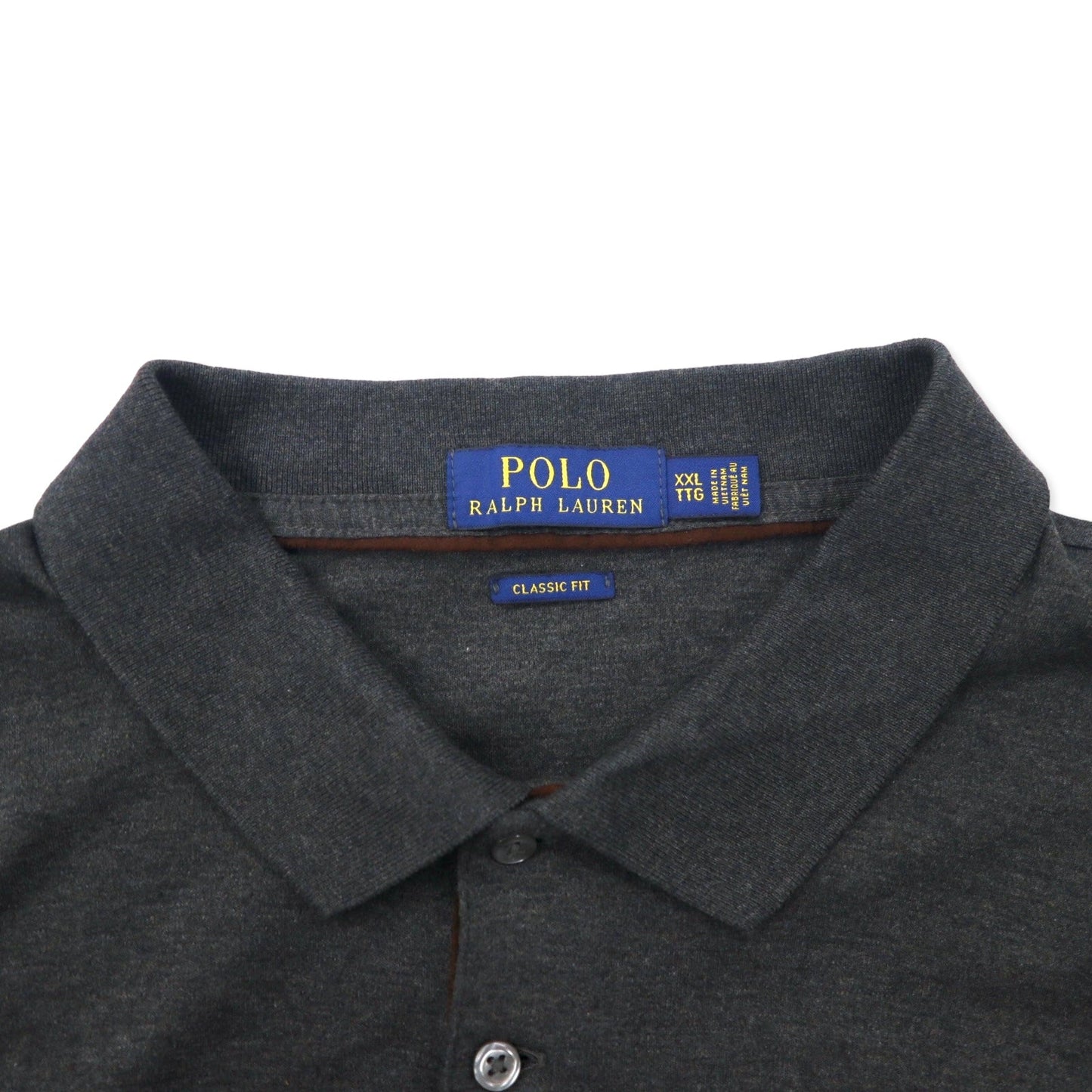 POLO RALPH LAUREN 長袖 ポロシャツ XXL カーキ コットン CLASSIC FIT スモールポニー刺繍 ビッグサイズ