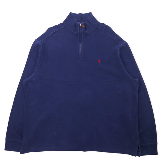 Polo by Ralph Lauren ハーフジップ スウェット XXL ネイビー コットン スモールポニー刺繍 ビッグサイズ