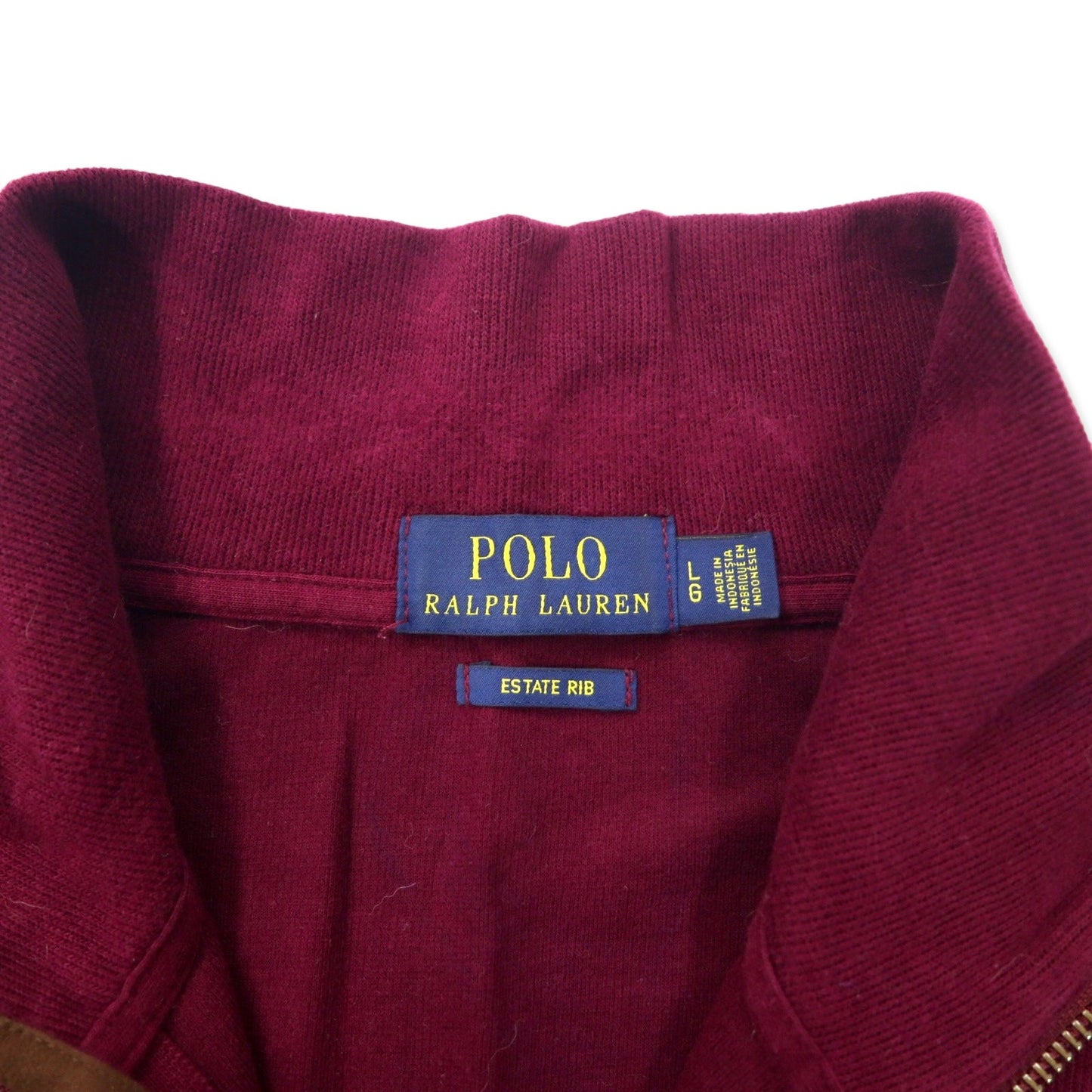POLO RALPH LAUREN ハーフジップ スウェット L パープル コットン ESTATE RIB スモールポニー刺繍 ビッグサイズ