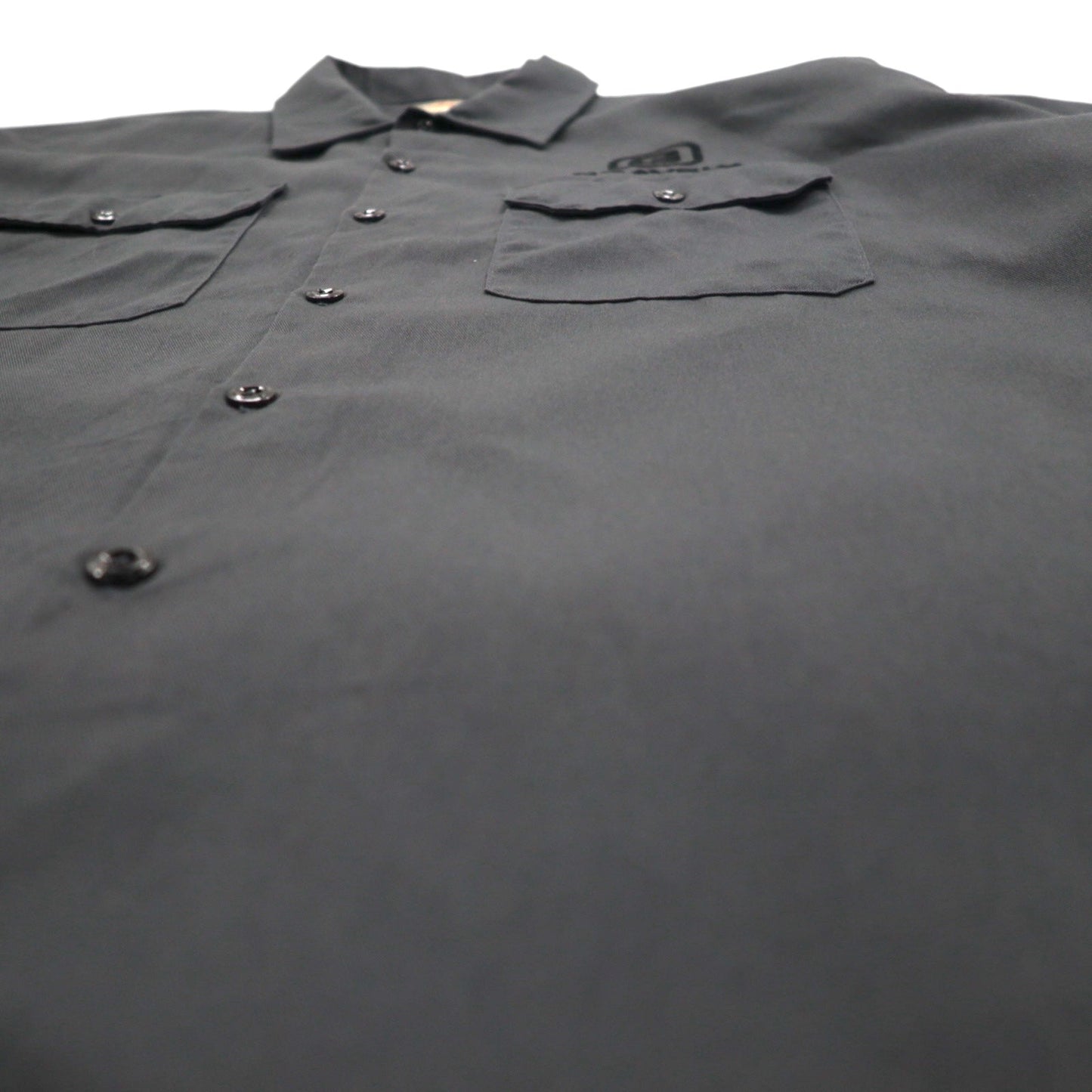 Dickies 半袖 ワークシャツ XL グレー ダブルポケット アメリカ企業 ワンポイント刺繍 GRAVELY