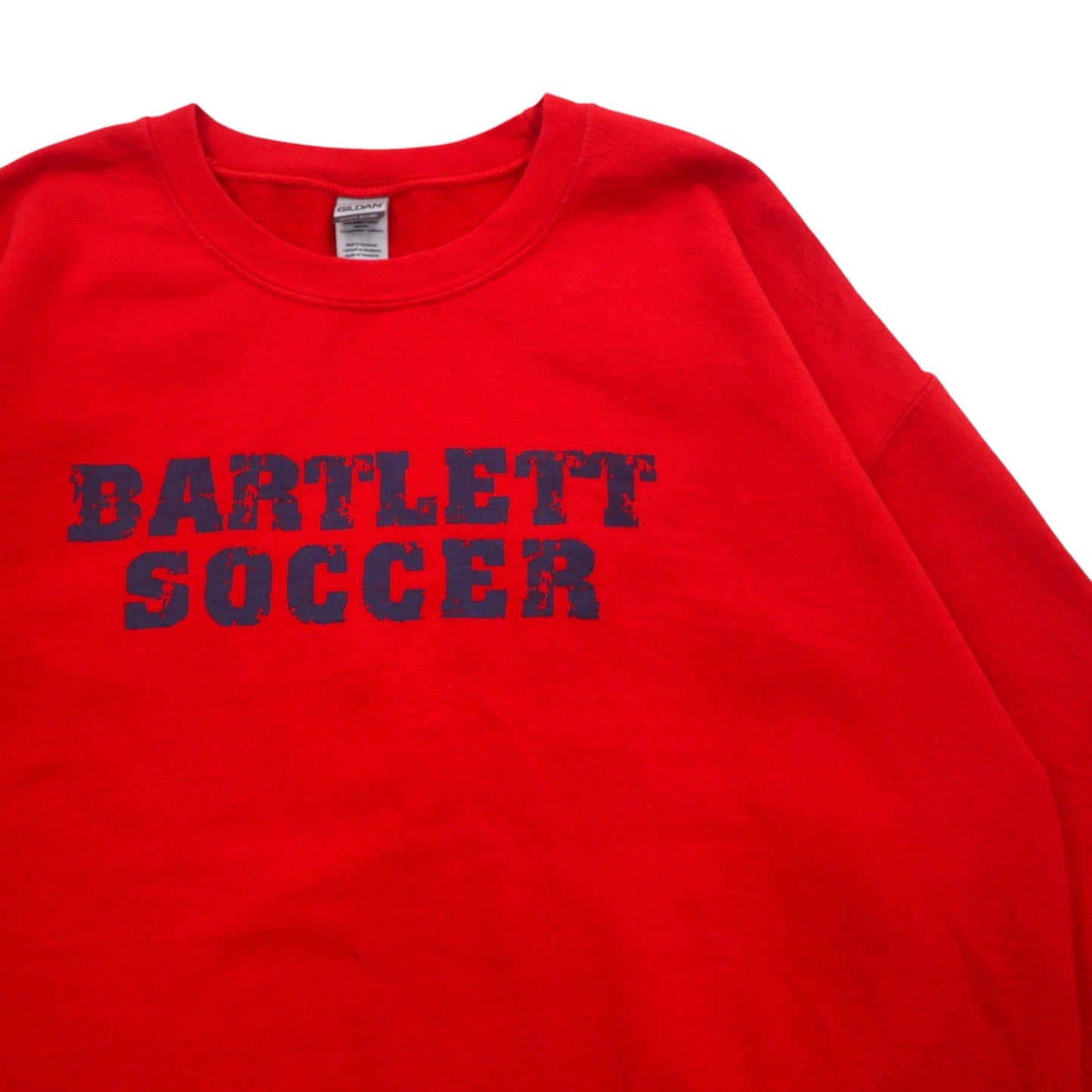 GILDAN スウェット L レッド コットン 裏起毛 BARTLETT SOCCER プリント