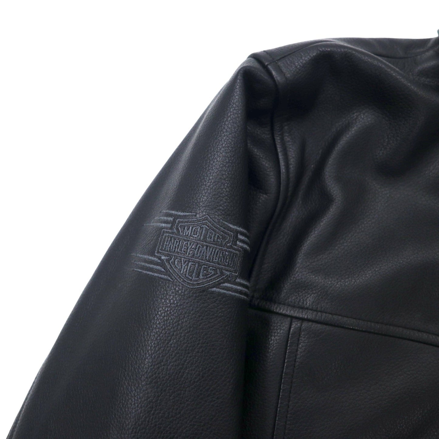 HARLEY DAVIDSON G-1 レザー フライトジャケット ライダースジャケット M ブラック シボ革 襟ボア着脱式 バックロゴ刺繍