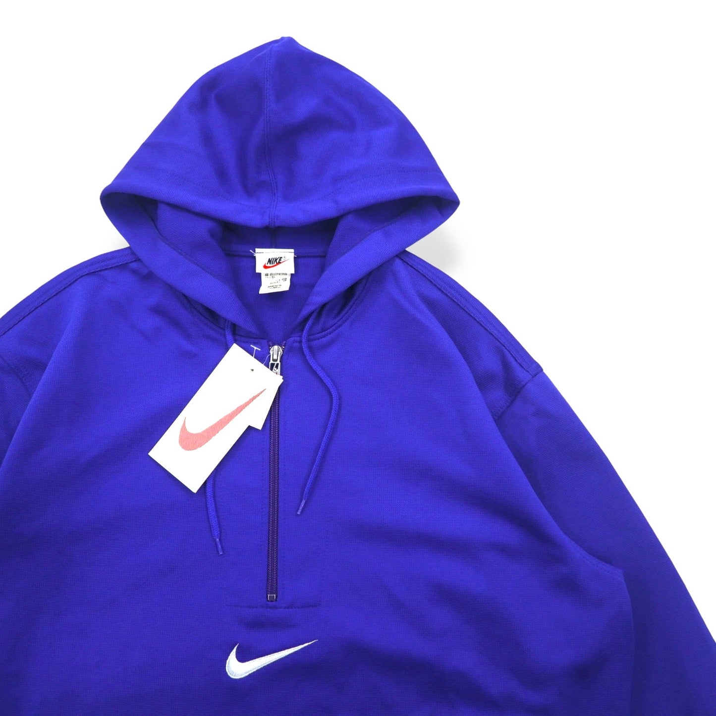 NIKE 90年代 銀タグ ハーフジップ トラックパーカー ジャージ M ブルー センタースウォッシュ 両面ロゴ刺繍 日本製 未使用品