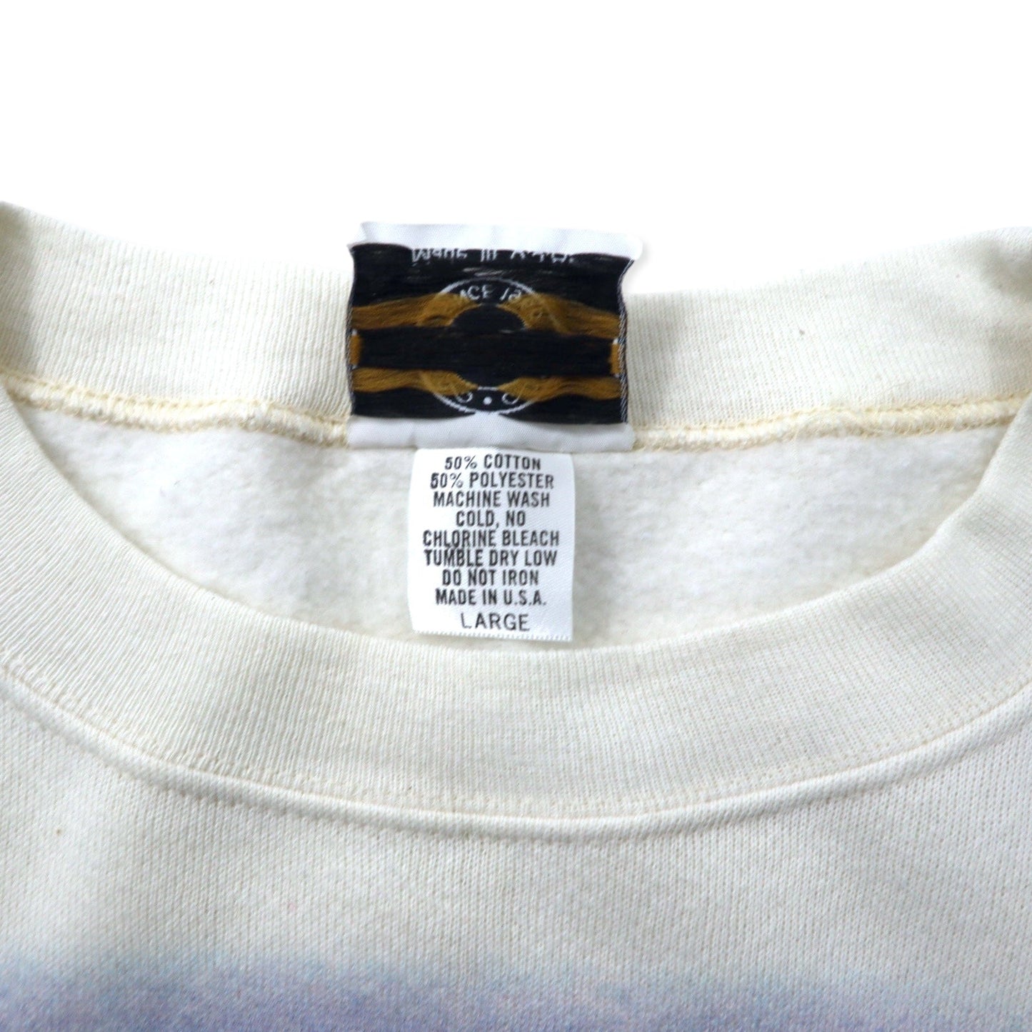 YOCOM KNITTING USA製 90年代 アニマル プリント スウェット L ホワイト コットン Native Land