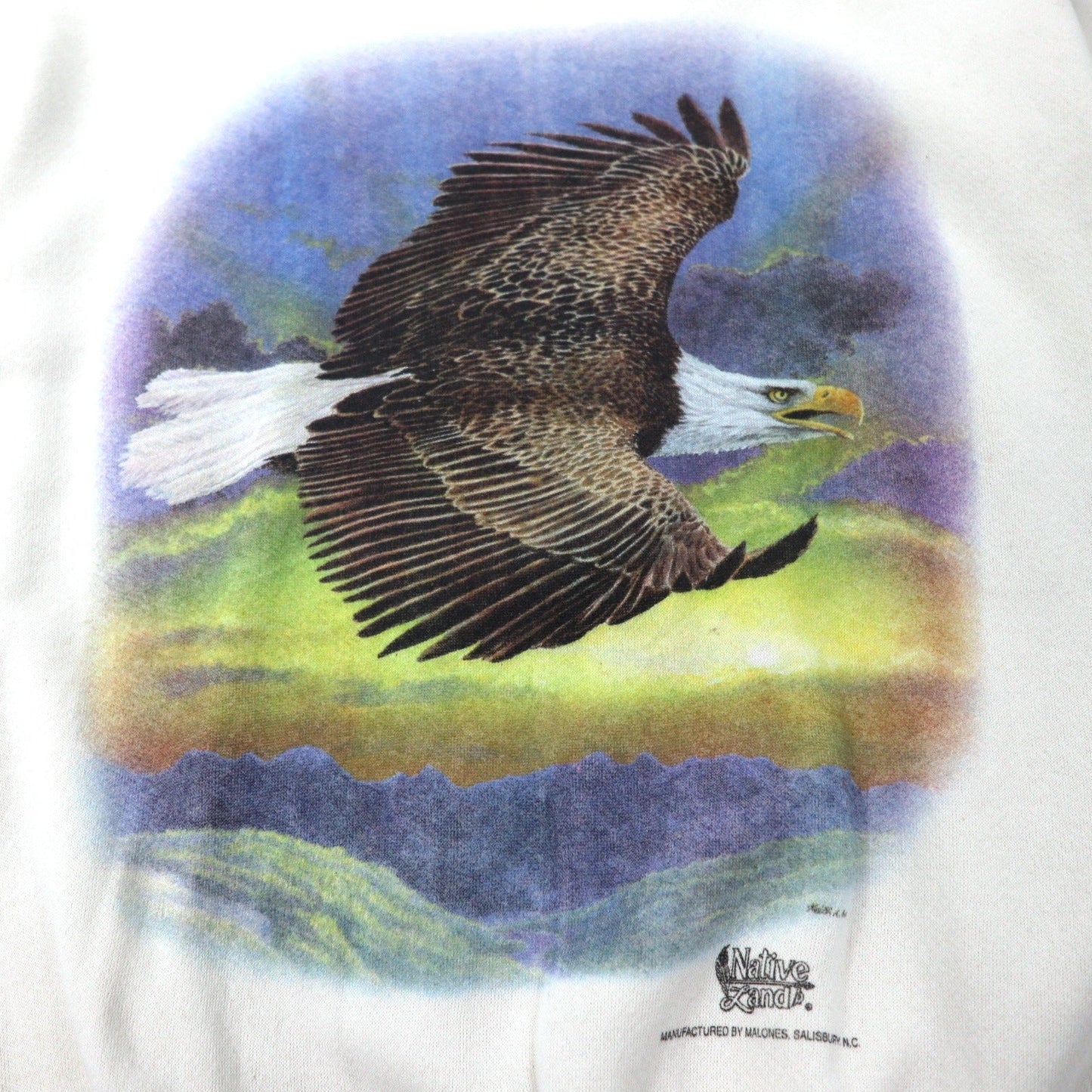 YOCOM KNITTING USA製 90年代 アニマル プリント スウェット L ホワイト コットン Native Land
