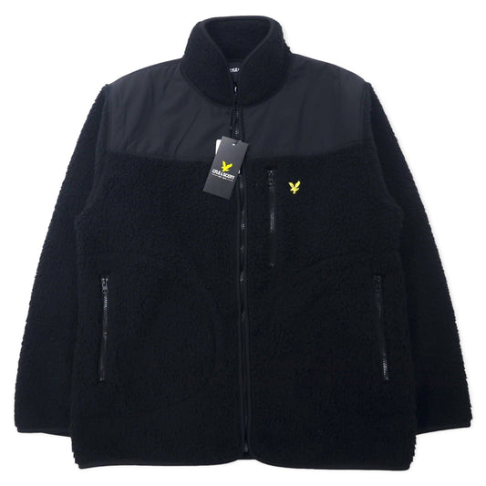 LYLE & SCOTT ナイロン切り替え ボアフリースジャケット LL ブラック ポリエステル ワンポイントロゴ 未使用品