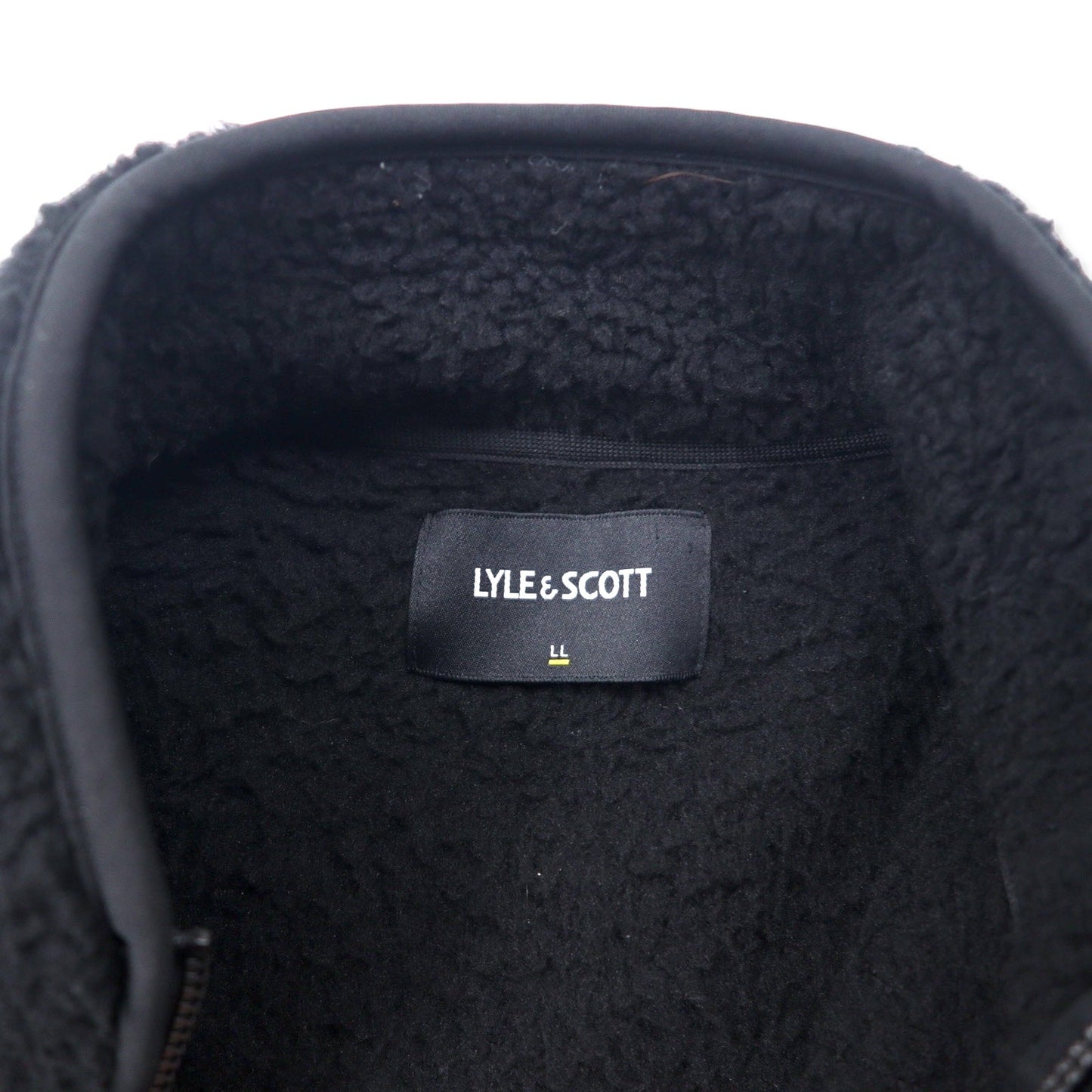 LYLE & SCOTT ナイロン切り替え ボアフリースジャケット LL ブラック ポリエステル ワンポイントロゴ 未使用品