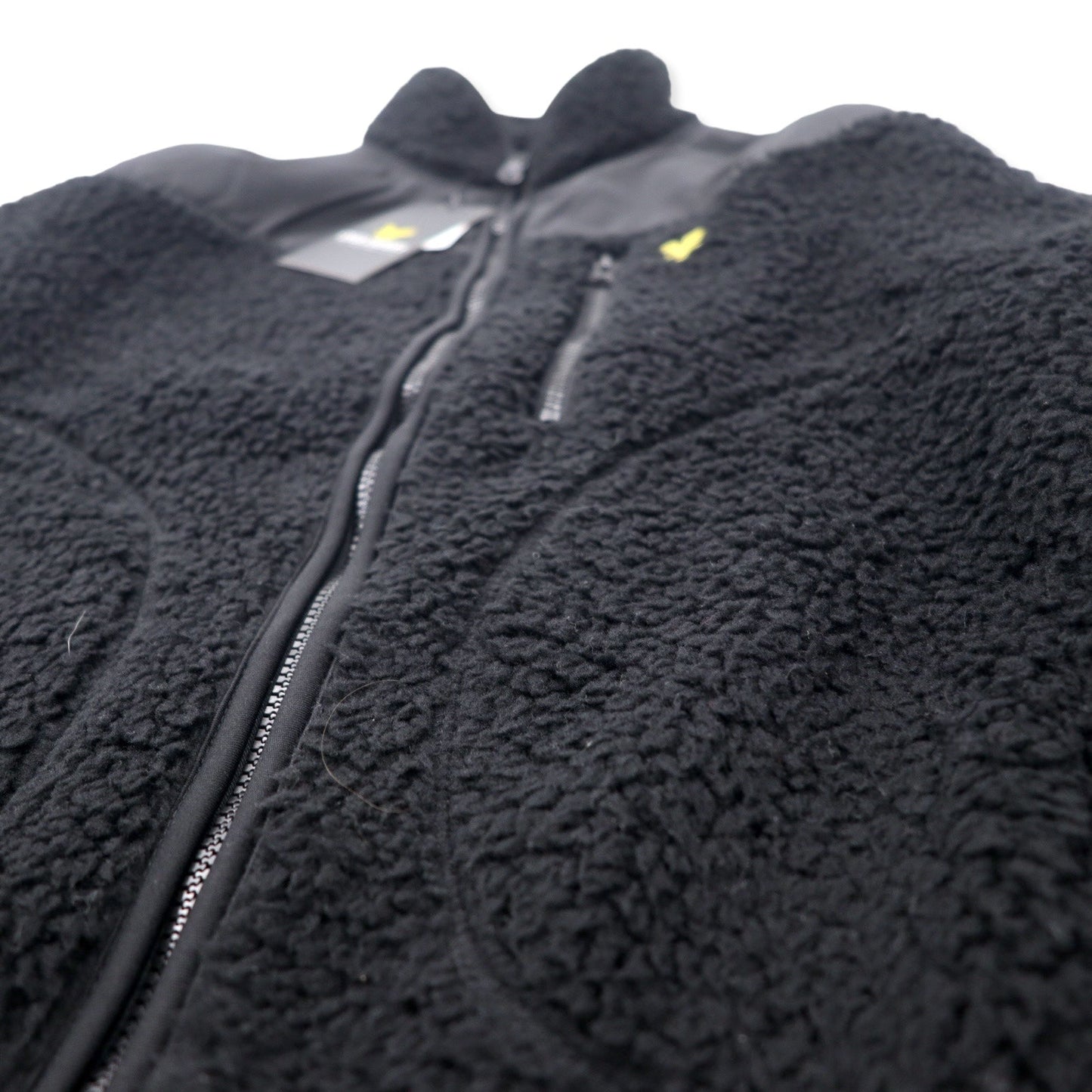 LYLE & SCOTT ナイロン切り替え ボアフリースジャケット LL ブラック ポリエステル ワンポイントロゴ 未使用品
