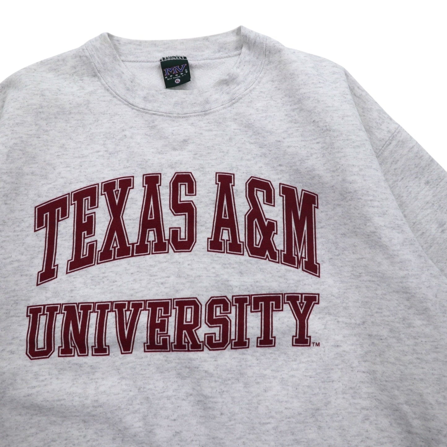 MV SPORT 90年代 USA製 カレッジプリント スウェット XL グレー TEXAS A&M UNIVERSITY アーチロゴ 2段プリント