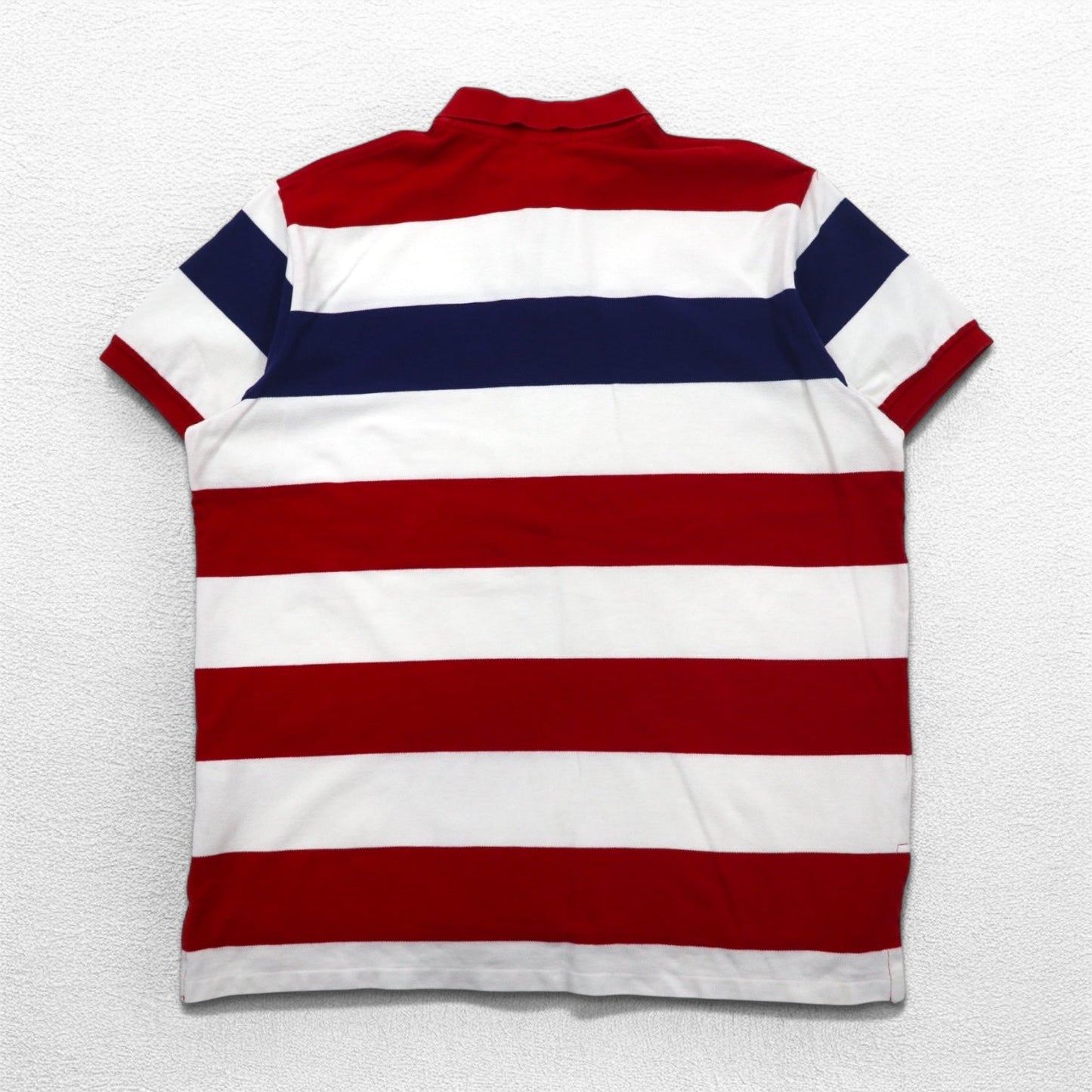 POLO RALPH LAUREN カスタムフィット ボーダー ポロシャツ 2XL レッド ホワイト トリコロール コットン 鹿の子 スモールポニー刺繍