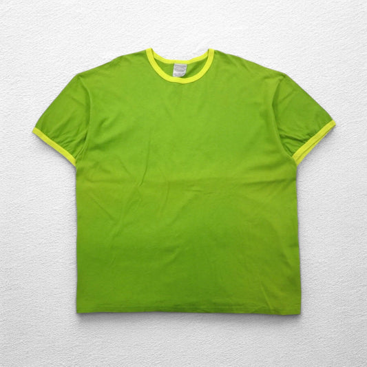 NIKE 00年代 リンガーTシャツ 2XL ライム グリーン コットン 無地