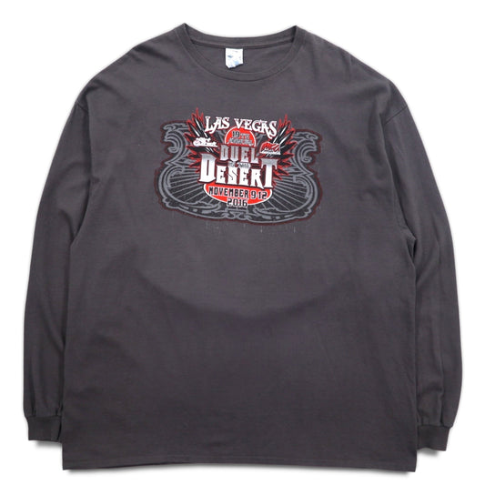 DELTA ロングスリーブTシャツ ロンT 3XL グレー 両面プリント レーシングカー DUEL IN THE DESERT