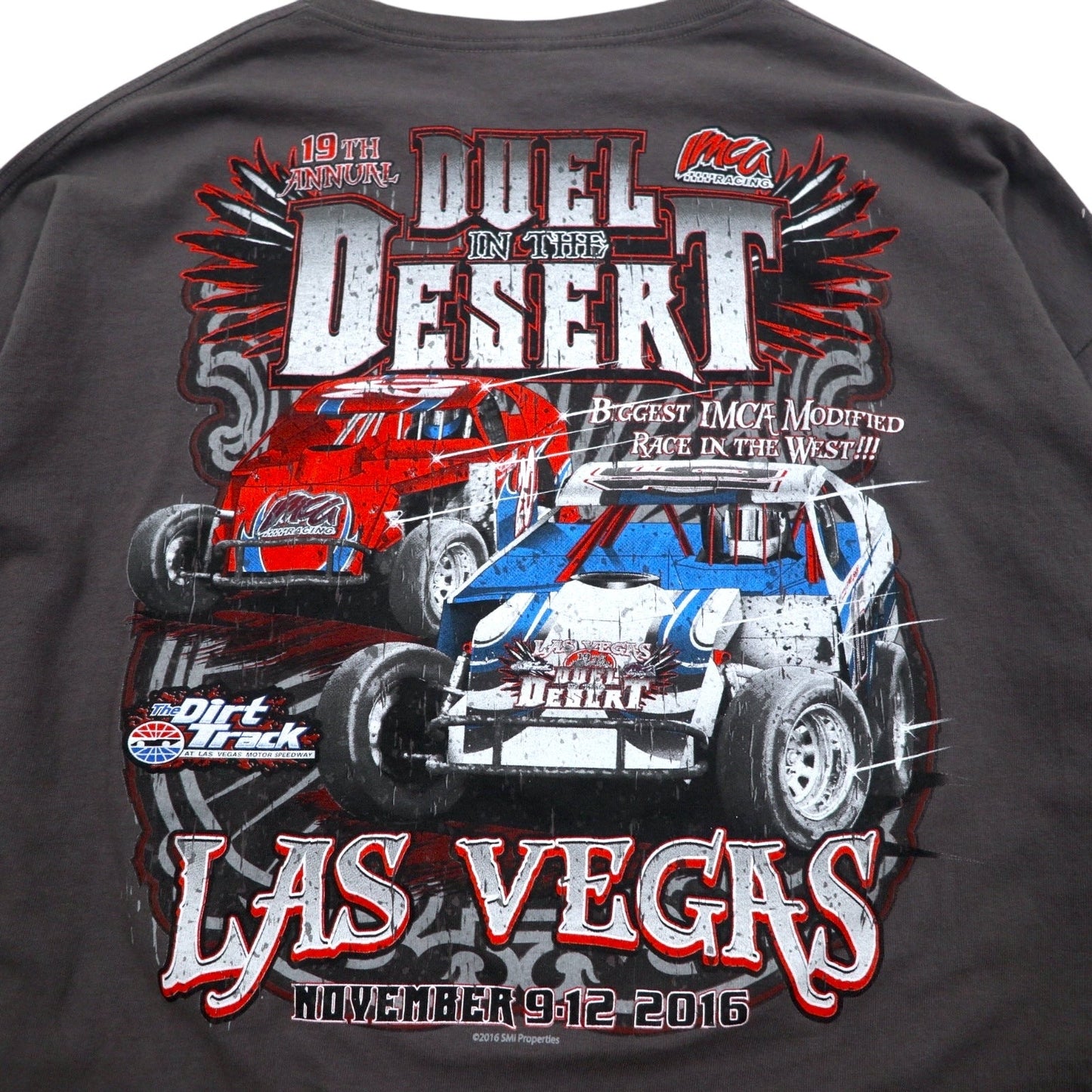 DELTA ロングスリーブTシャツ ロンT 3XL グレー 両面プリント レーシングカー DUEL IN THE DESERT