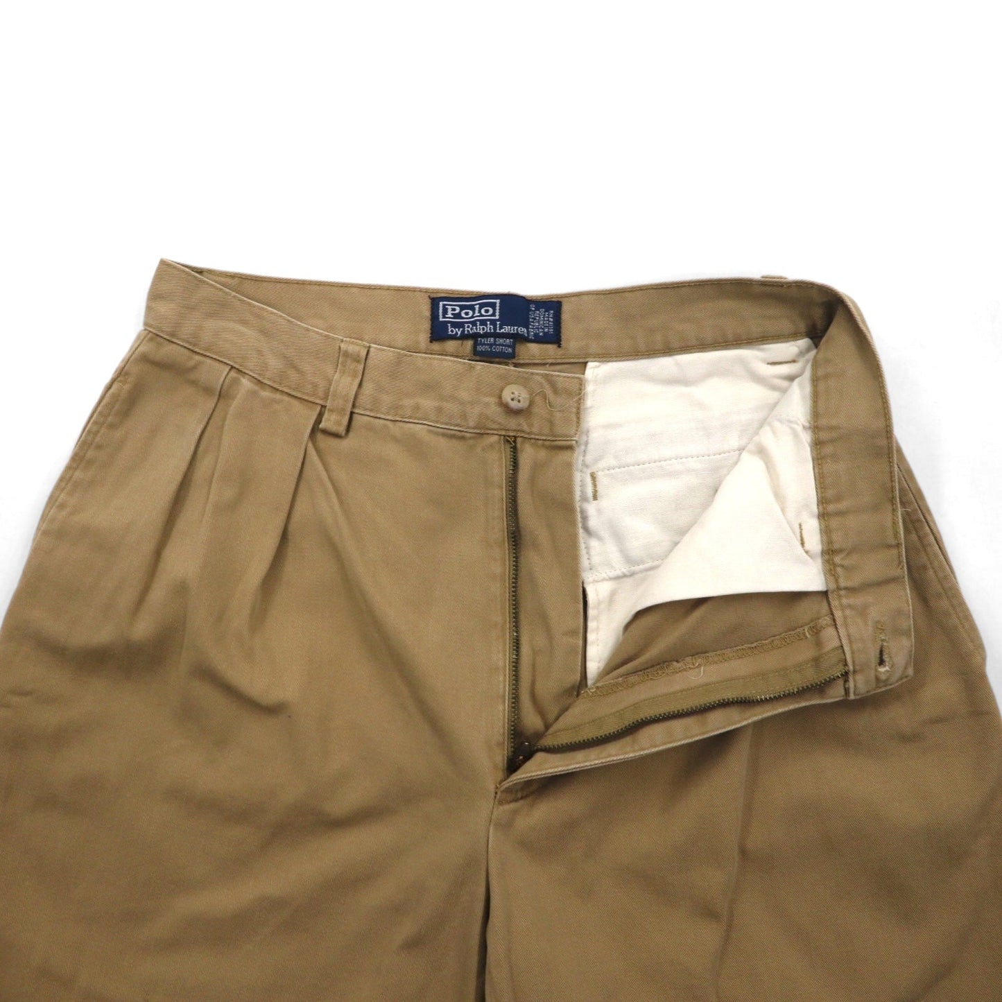 Polo by Ralph Lauren 90年代 ポロチノ 2タック ショートパンツ ハーフパンツ M ベージュ コットン TYLER SHORT