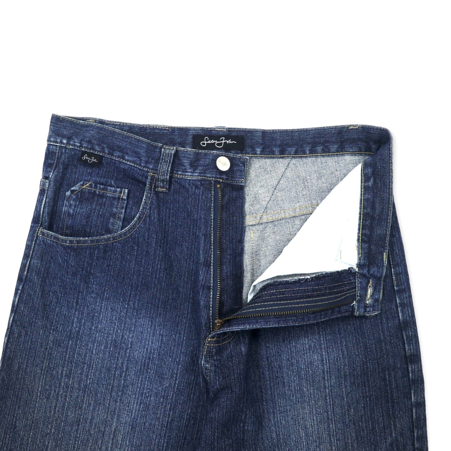 Sean John 00年代 バギー デニムパンツ 32 ブルー コットン ロゴ刺繍