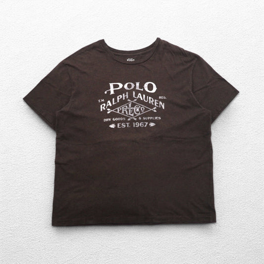 POLO RALPH LAUREN ヴィンテージロゴ プリント Tシャツ XL ブラウン コットン
