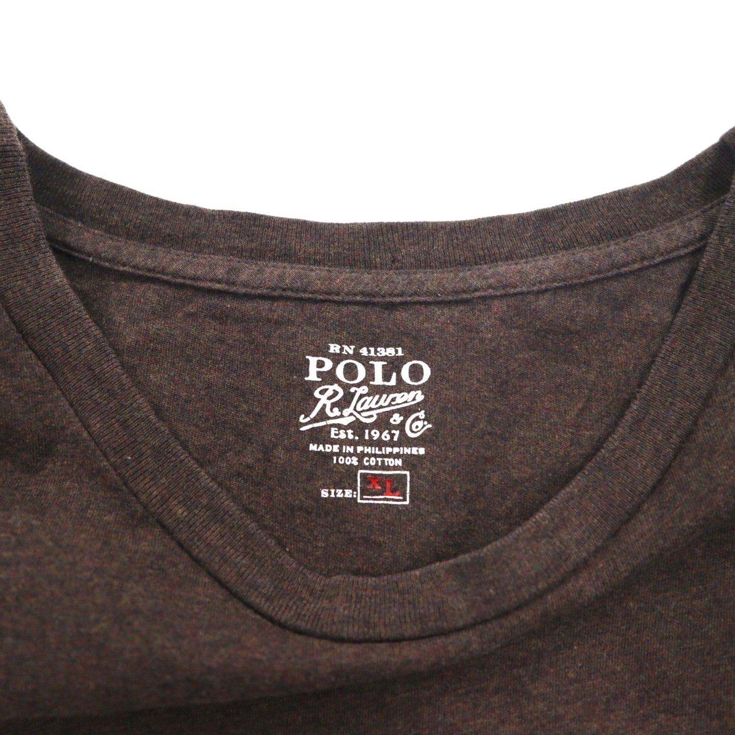 POLO RALPH LAUREN ヴィンテージロゴ プリント Tシャツ XL ブラウン コットン