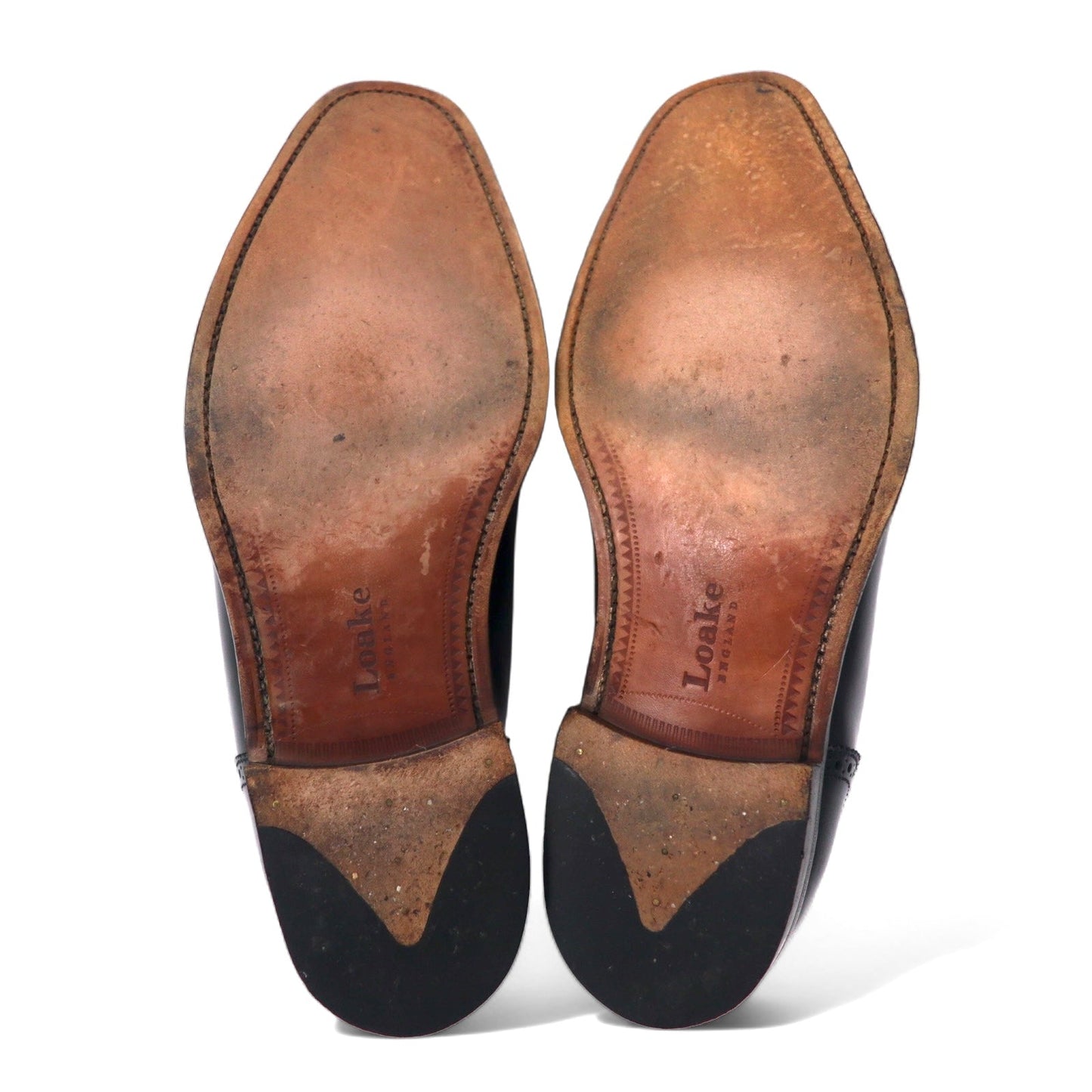 Loake 英国製 メダリオン ストレートチップ ドレスシューズ 27.5cm ブラック カーフレザー セミブローグ グッドイヤーウェルト製法 STRAND 706408 イングランド製