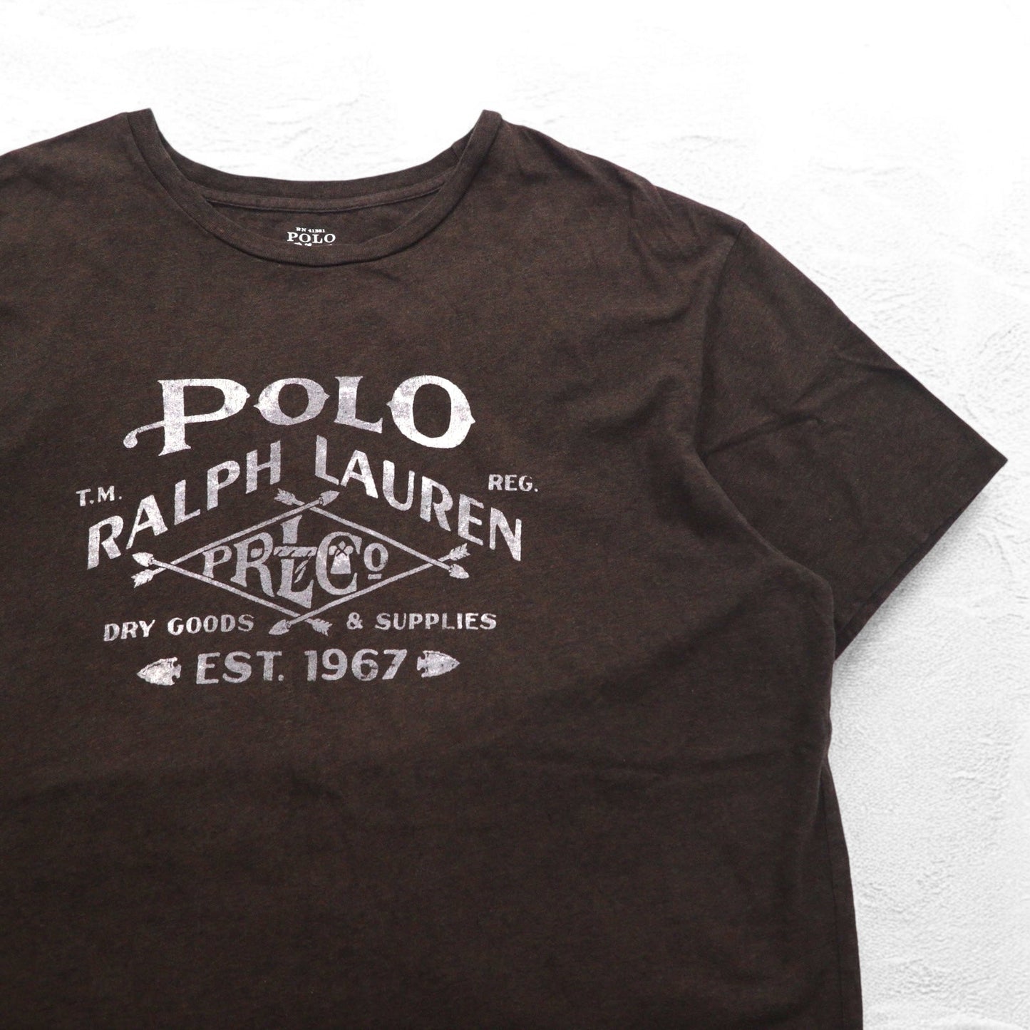 POLO RALPH LAUREN ヴィンテージロゴ プリント Tシャツ XL ブラウン コットン