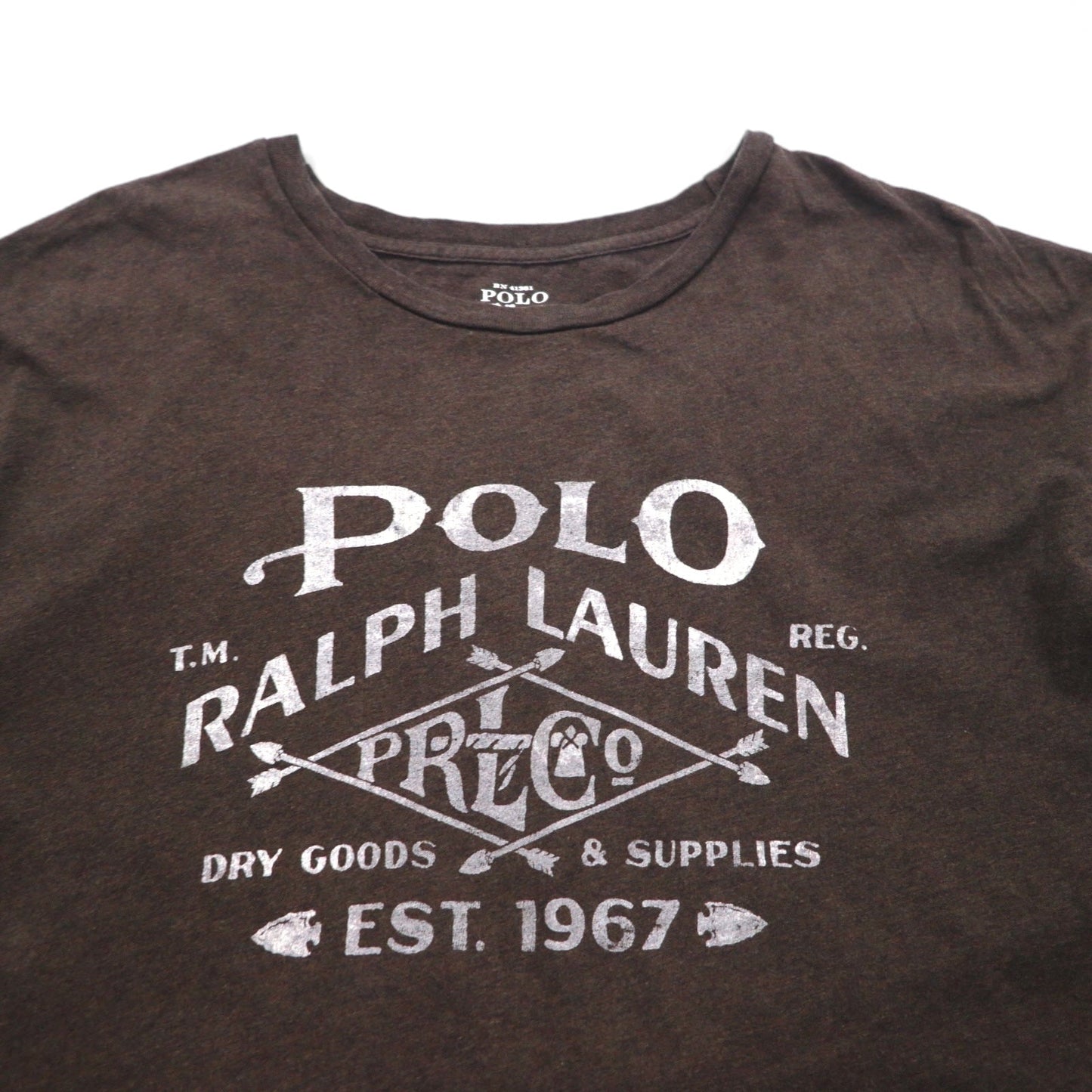 POLO RALPH LAUREN ヴィンテージロゴ プリント Tシャツ XL ブラウン コットン