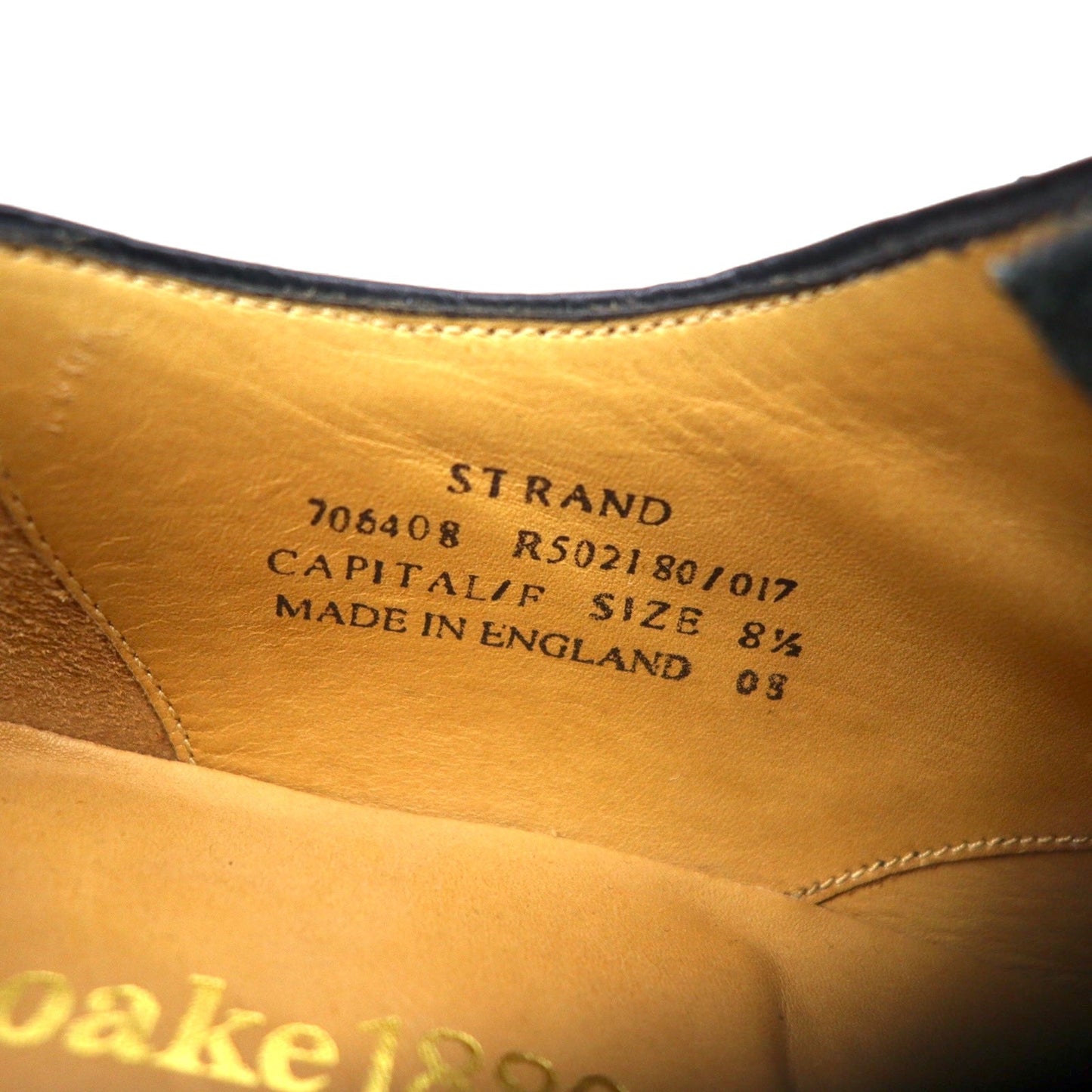 Loake 英国製 メダリオン ストレートチップ ドレスシューズ 27.5cm ブラック カーフレザー セミブローグ グッドイヤーウェルト製法 STRAND 706408 イングランド製