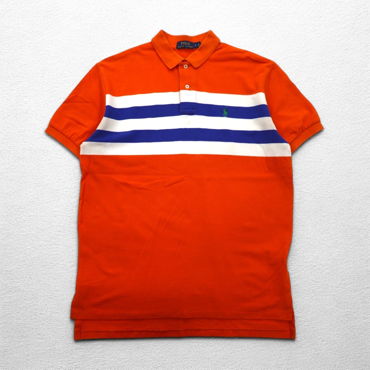 POLO RALPH LAUREN ポロシャツ L オレンジ コットン 鹿の子 スモールポニー刺繍