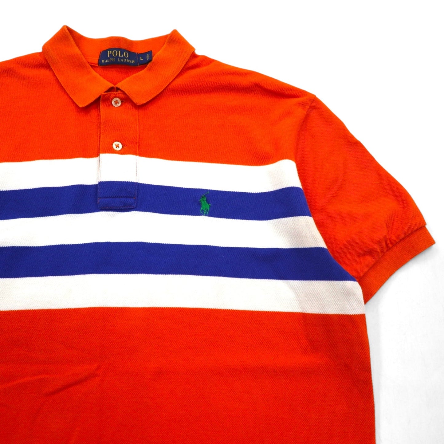 POLO RALPH LAUREN ポロシャツ L オレンジ コットン 鹿の子 スモールポニー刺繍