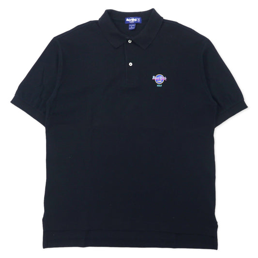 HARD ROCK CAFE USA製 ポロシャツ L ブラック コットン ワンポイントロゴ刺繍 ビッグサイズ
