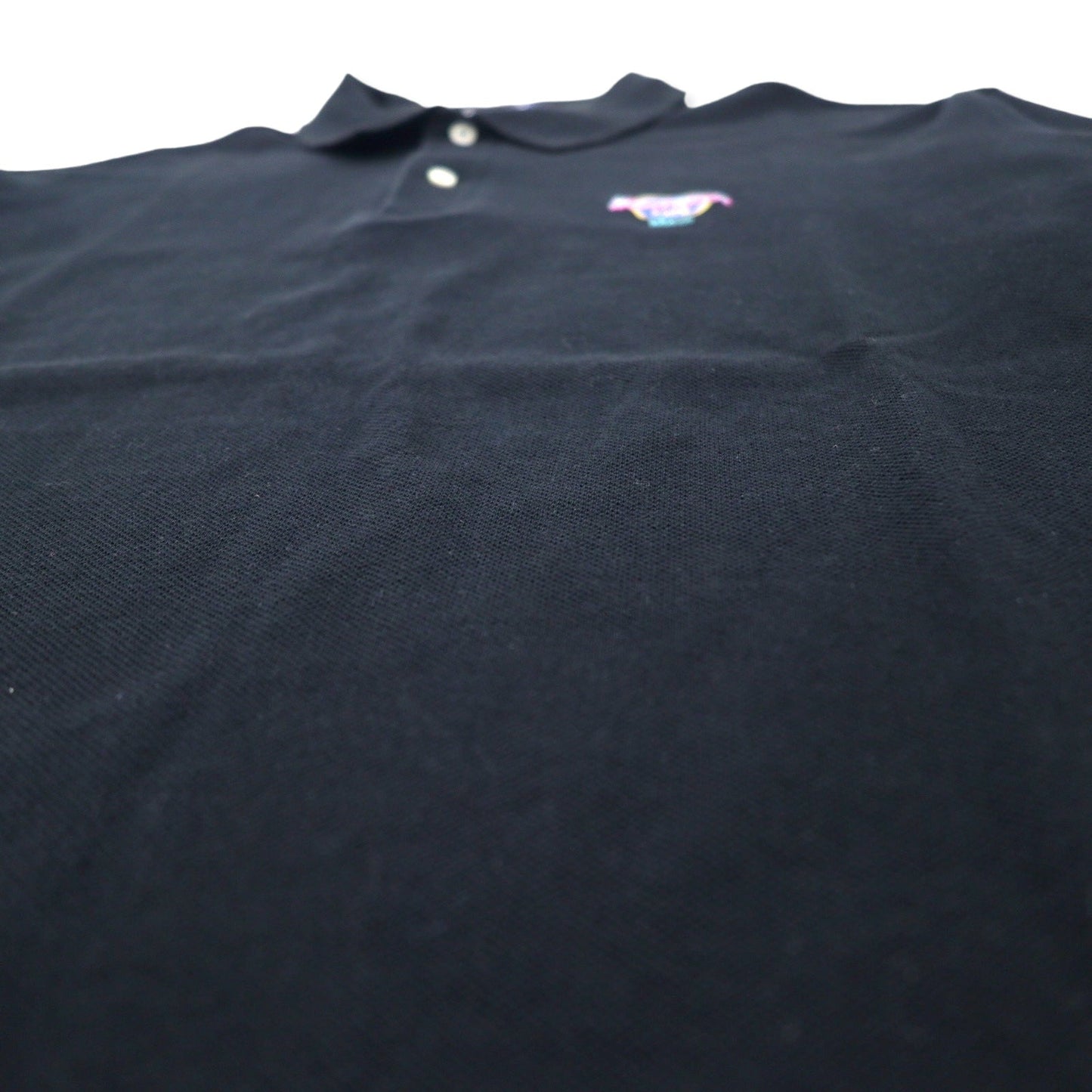 HARD ROCK CAFE USA製 ポロシャツ L ブラック コットン ワンポイントロゴ刺繍 ビッグサイズ