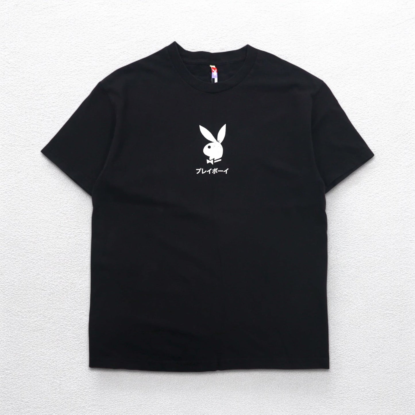 PLAYBOY 日本語 カタカナ TOKYO JAPAN アニメ Tシャツ L ブラック コットン バックプリント