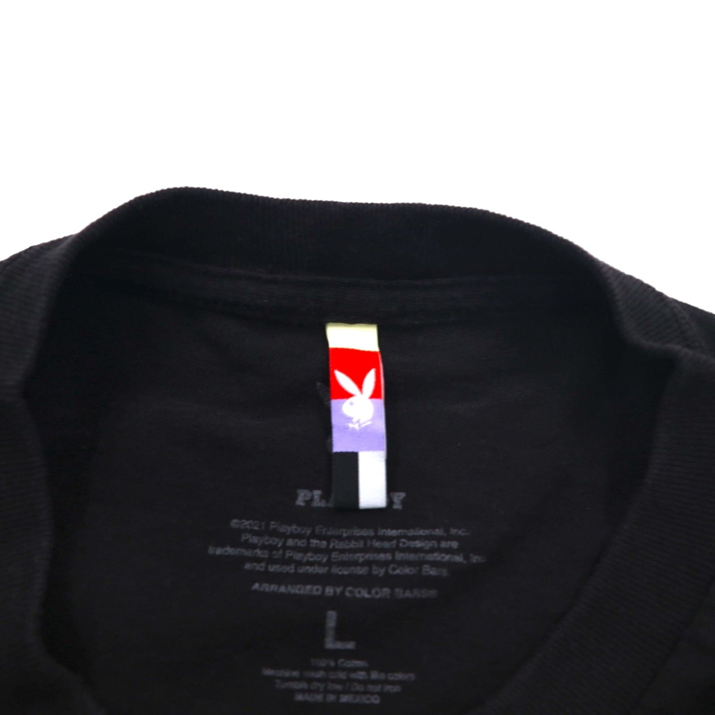 PLAYBOY 日本語 カタカナ TOKYO JAPAN アニメ Tシャツ L ブラック コットン バックプリント