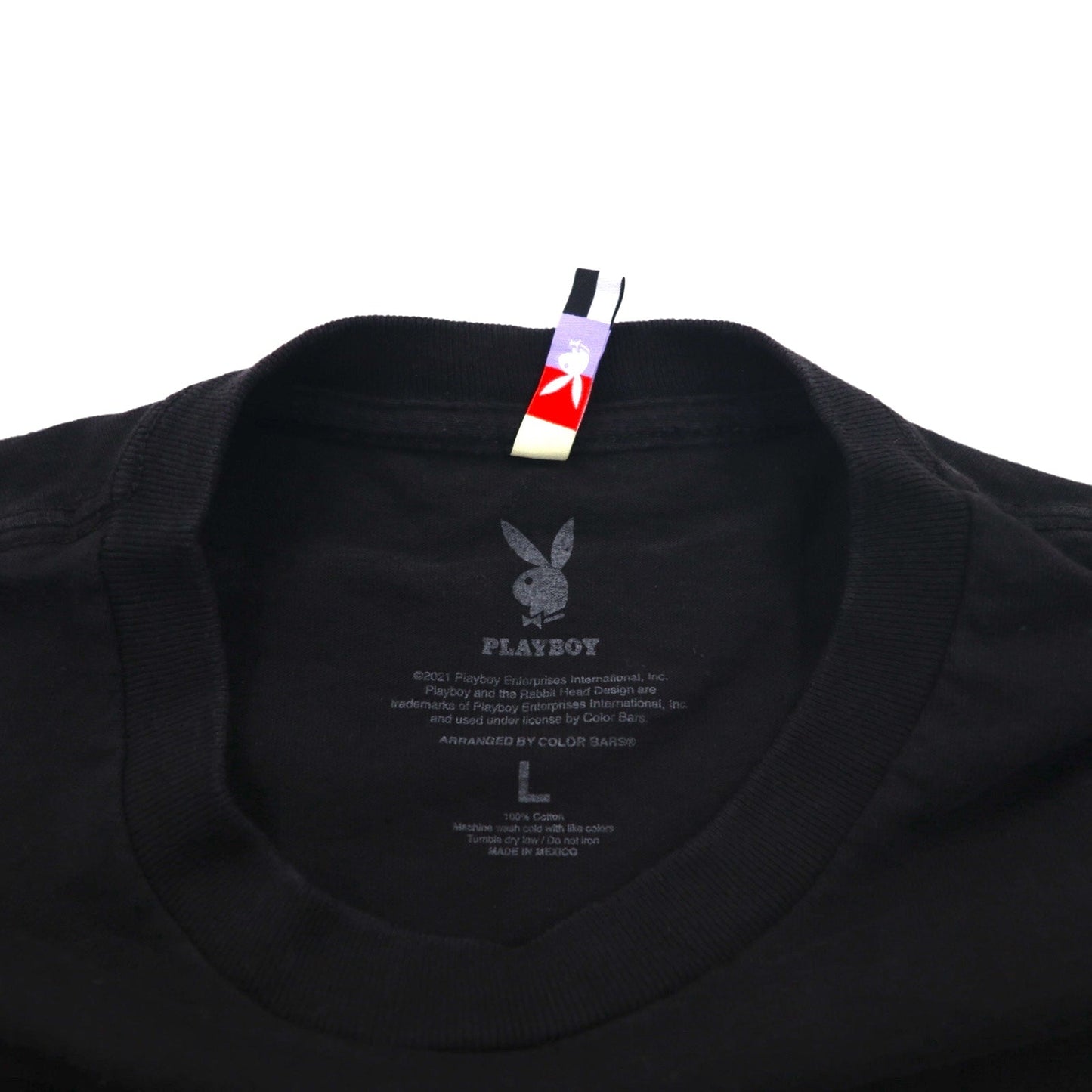 PLAYBOY 日本語 カタカナ TOKYO JAPAN アニメ Tシャツ L ブラック コットン バックプリント