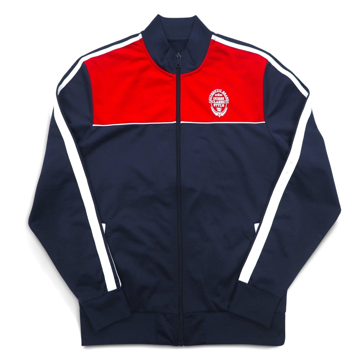 GUESS トラックジャケット ジャージ M ネイビー レッド サイドライン ORSON COLOR M92Q32K8GT0