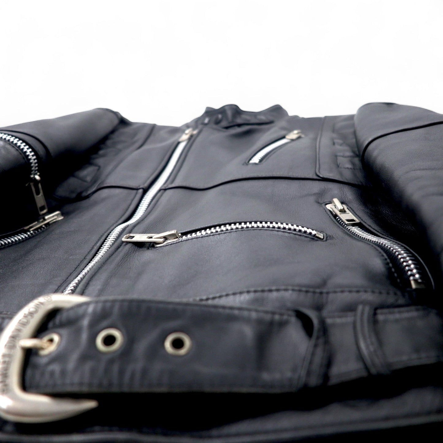 HARLEY DAVIDSON ダブル ライダースジャケット レザージャケット 38 ブラック 牛革