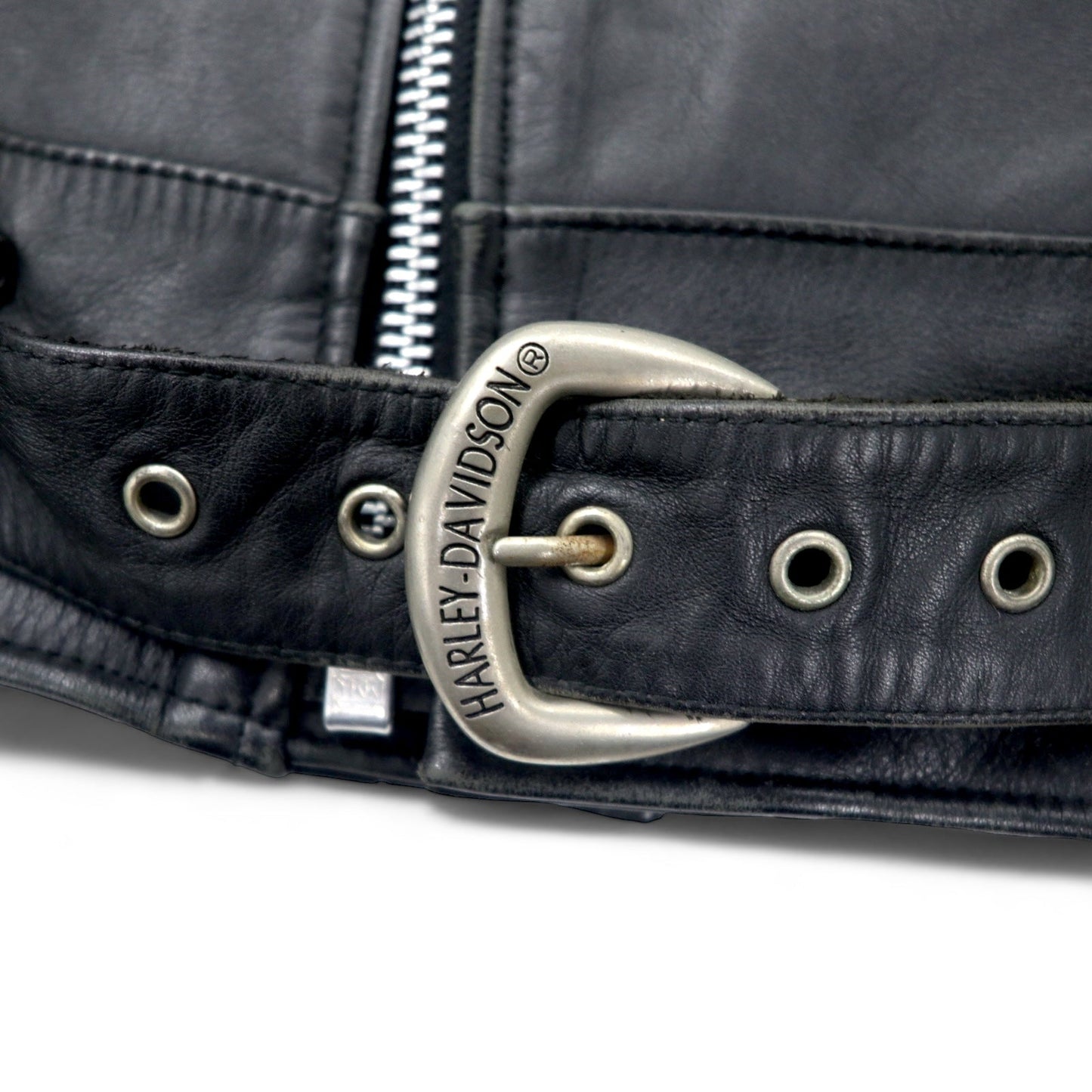 HARLEY DAVIDSON ダブル ライダースジャケット レザージャケット 38 ブラック 牛革