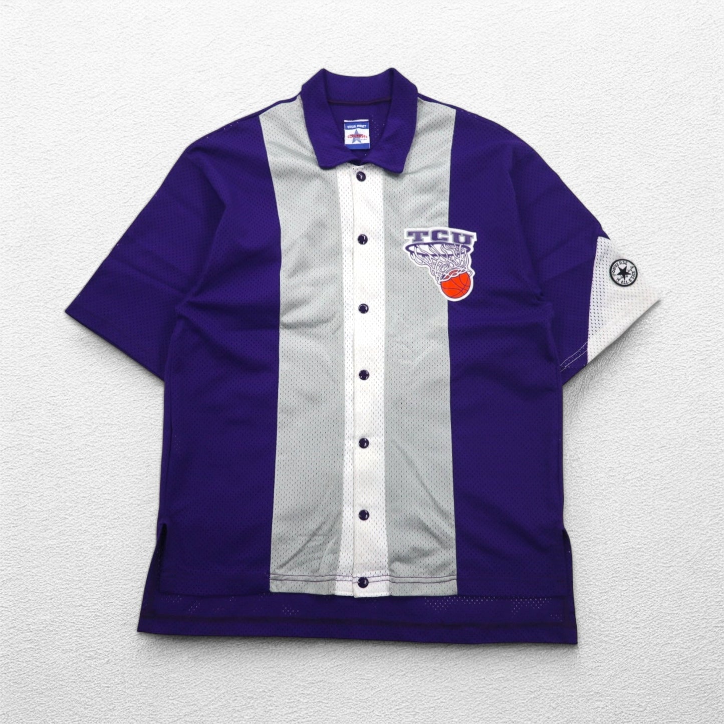 CONVERSE 90年代 USA製 バスケ ゲームシャツ XL ユニオンチケット スナップボタン TCU Texas Christian University