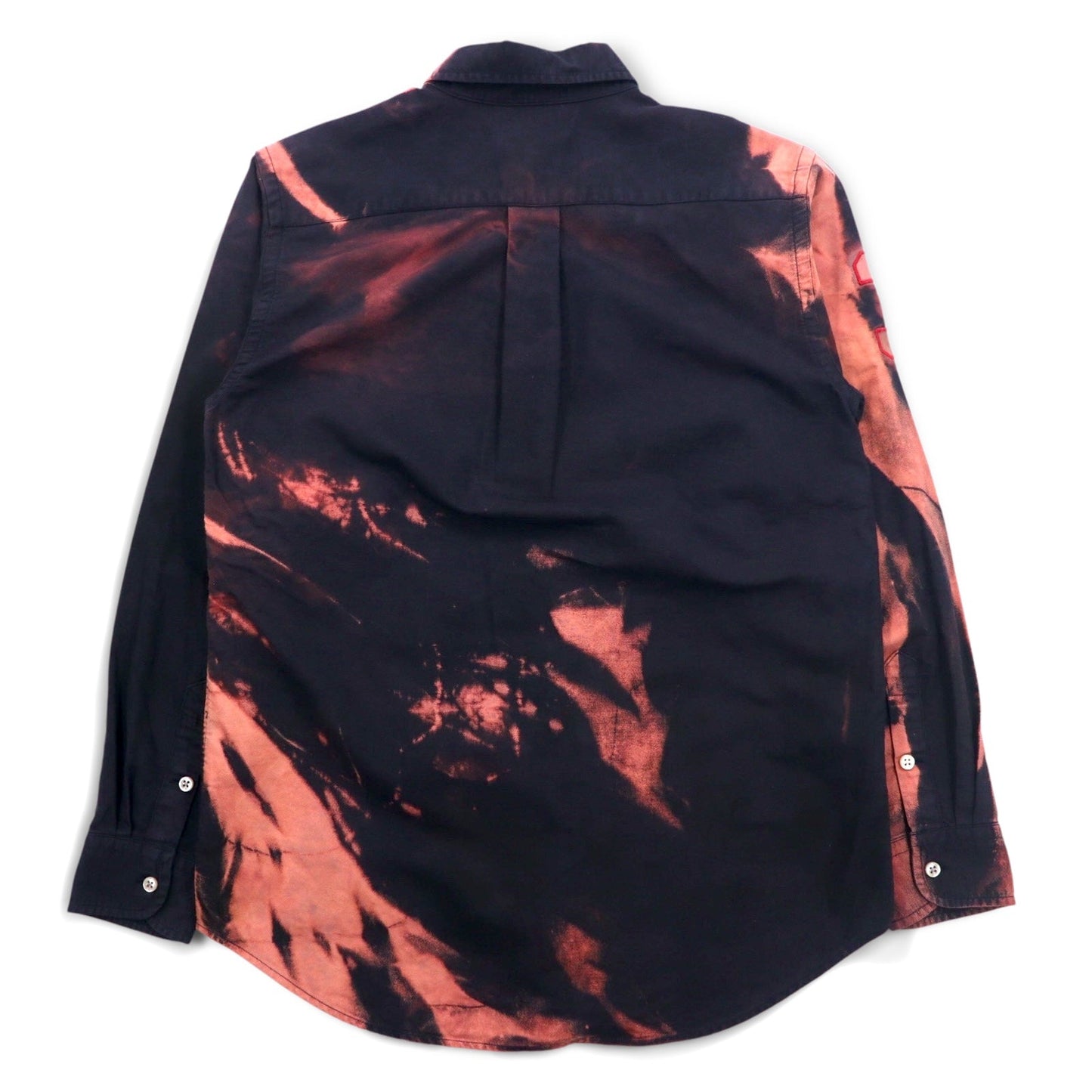 Ralph Lauren タイダイ ブリーチ加工 ボタンダウンシャツ S ブラック ビッグポニー 刺繍