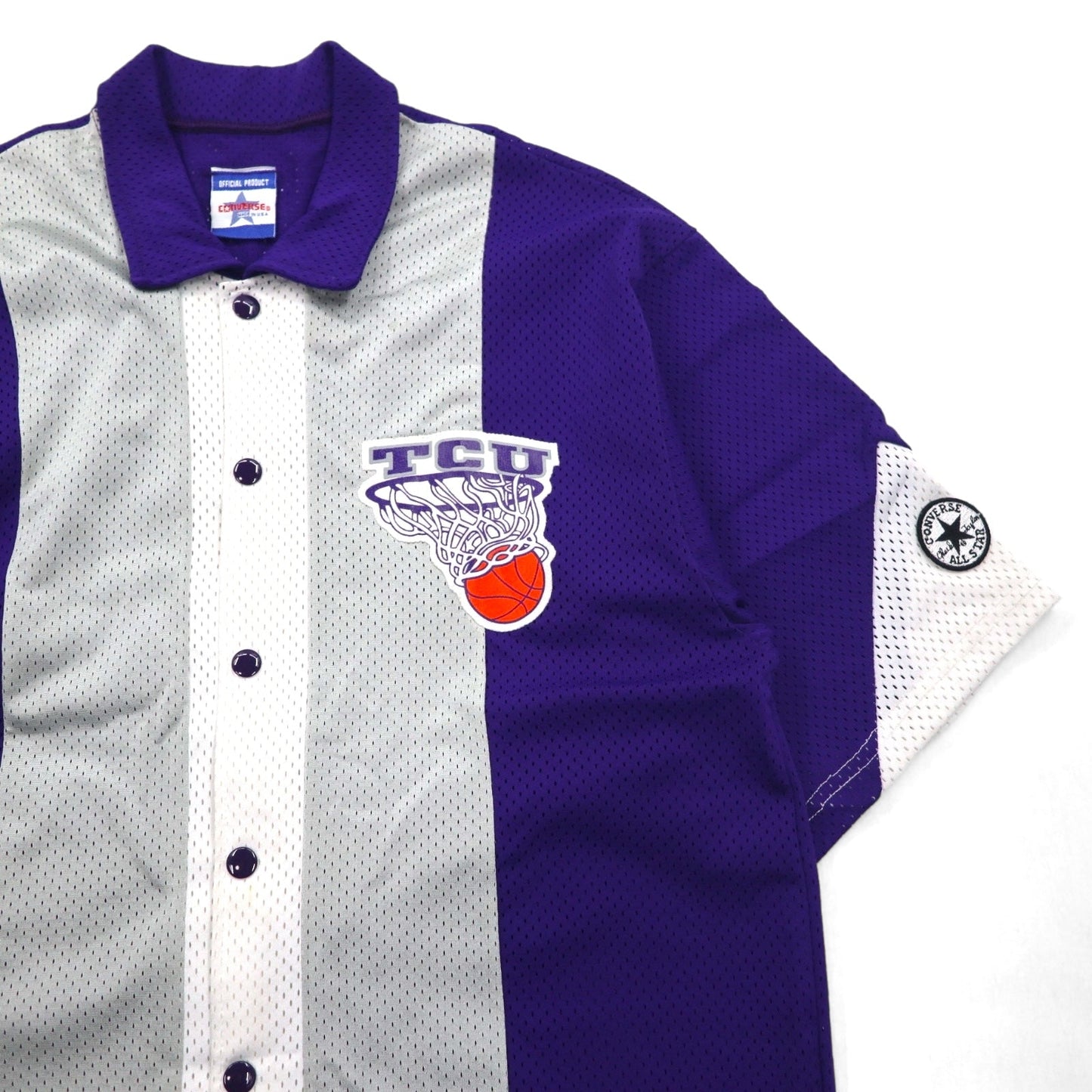 CONVERSE 90年代 USA製 バスケ ゲームシャツ XL ユニオンチケット スナップボタン TCU Texas Christian University