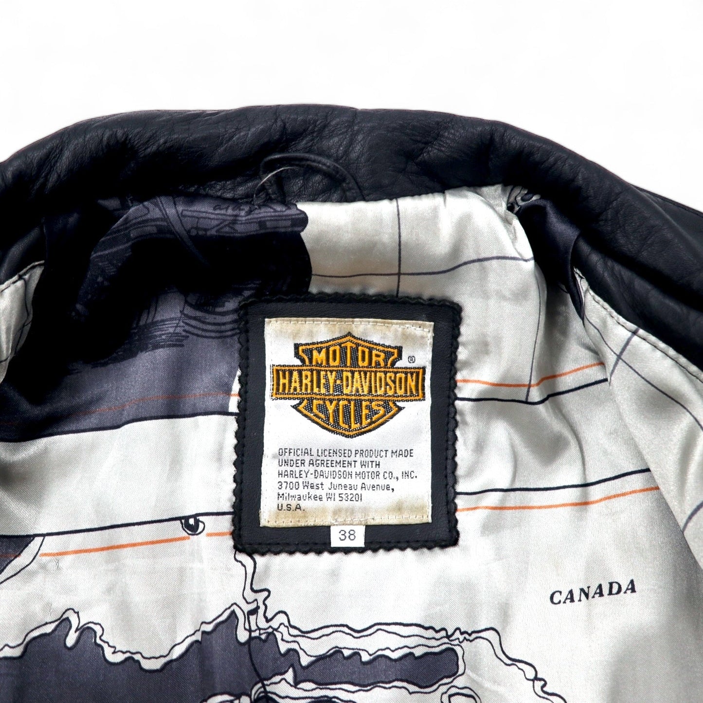 HARLEY DAVIDSON ダブル ライダースジャケット レザージャケット 38 ブラック 牛革